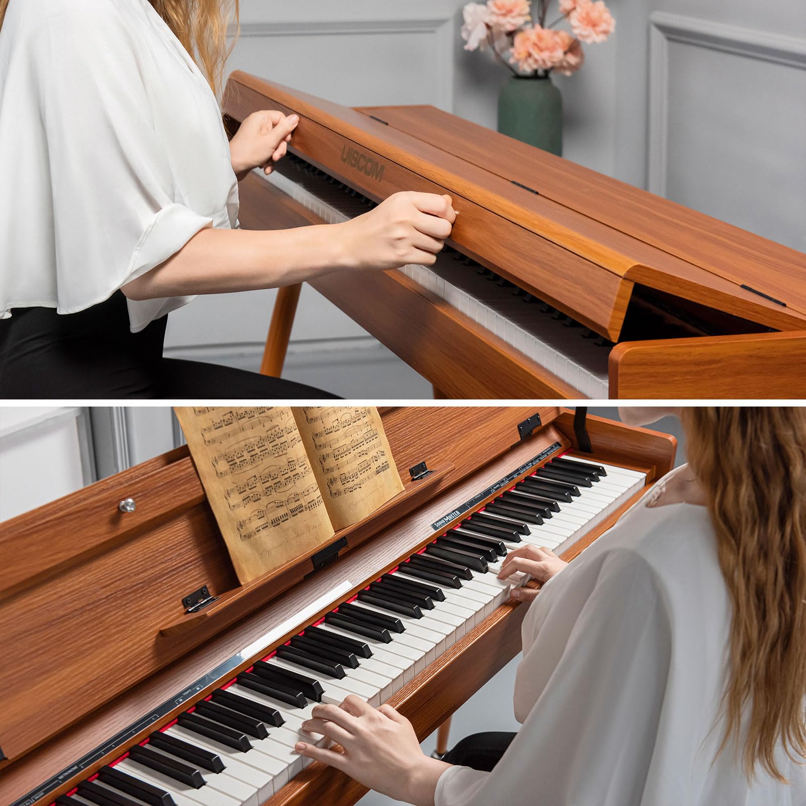88-Key Weighted Digital Piano with Wooden Desk Design | Electric Piano Convertible to Desk & Vanity | Progressive Hammer-Action Keyboard for Beginners | MIDI Functionality | Ideal for Home Studios, Music Lessons & Small Spaces