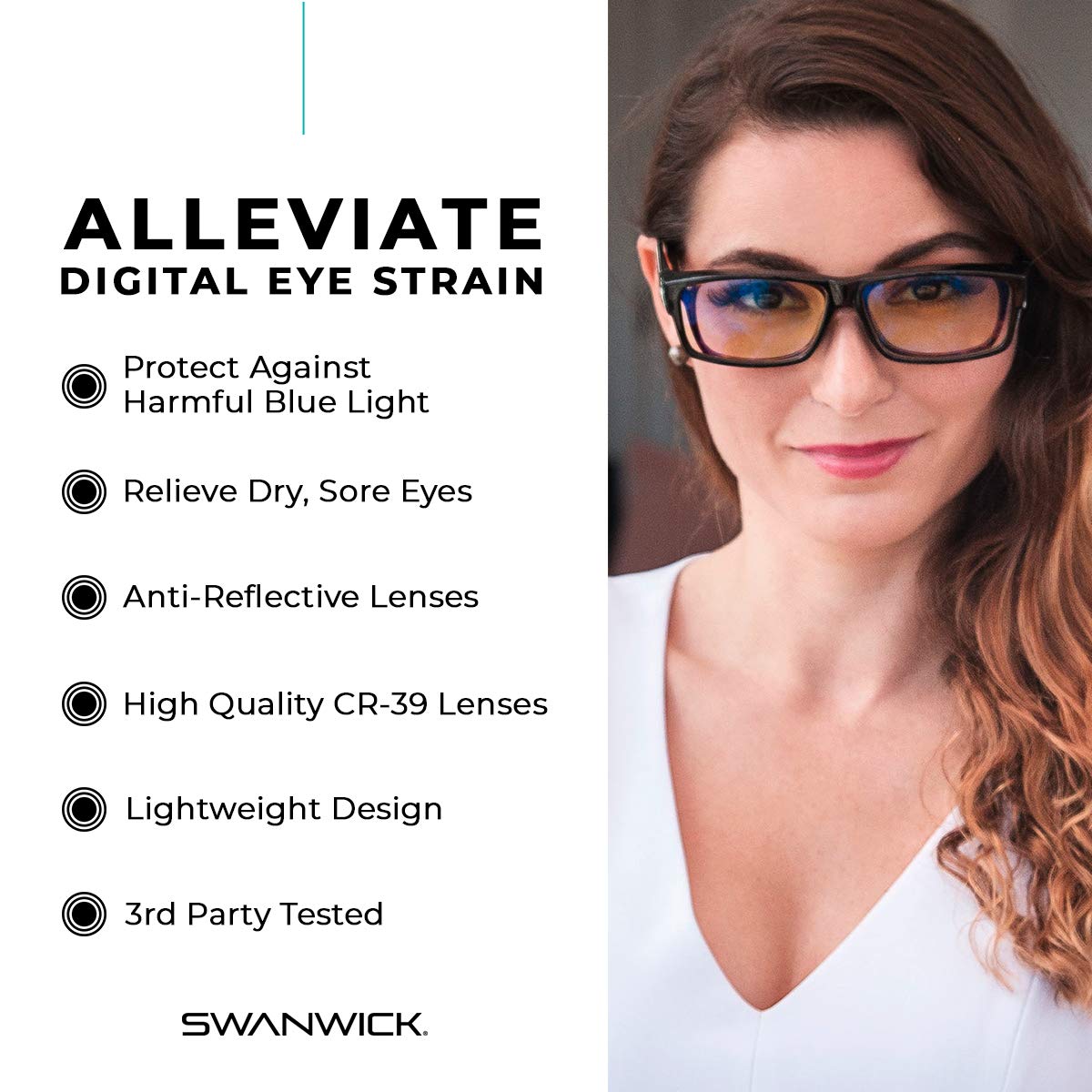 Premium Blue Light Blocking Glasses for Gaming & Digital Eye Strain Relief - Swanwick Fitover Day Swannies with Semi-Clear Lens - Blocks Harmful Blue Light from PC, Laptop & Smartphone - Perfect for Office Work, Nighttime Screen Use & Online Gaming