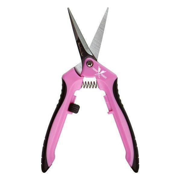 Piranha Pruning Shears - Pink Handle & Curved Stainless Steel Blade - Professional Garden Scissors for Trimming Plants, Flowers, and Bonsai - Perfect for Gardening, Landscaping, and Floral Arrangements
