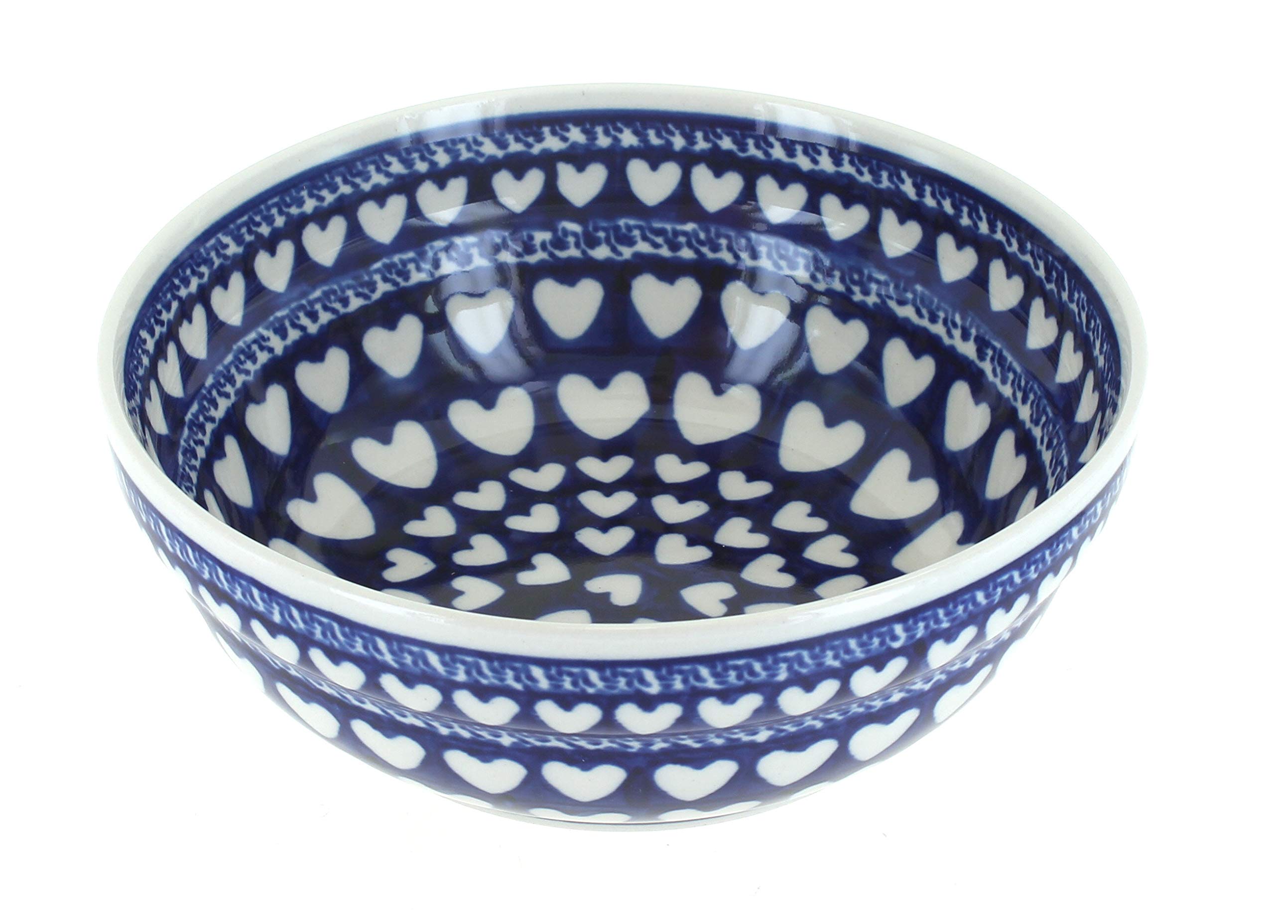 Handmade Blue Rose Valentina Ceramic Bowl - Polish Pottery Soup & Cereal Bowl for Breakfast, Dining & Home Decor