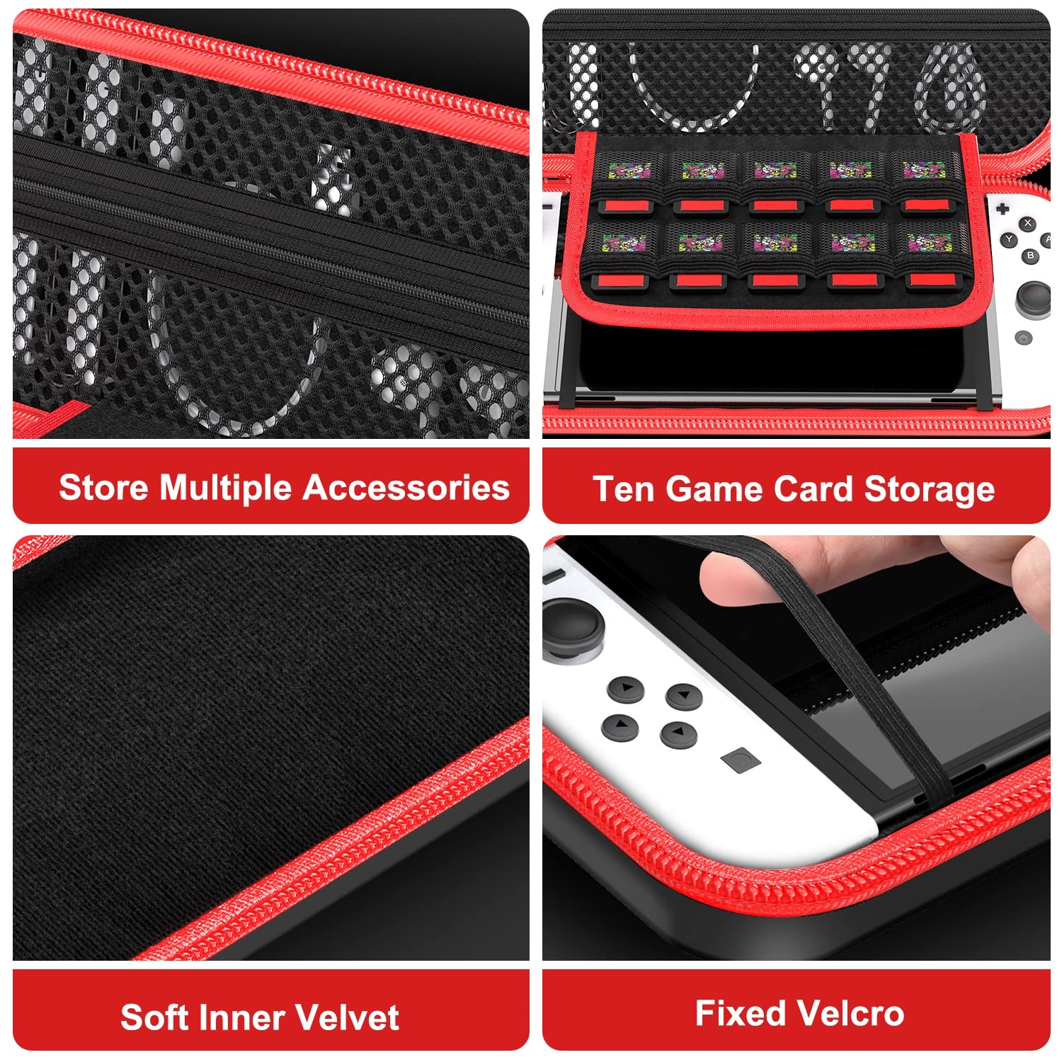 Premium Hard Shell Carrying Case for Nintendo Switch & OLED - Protective Travel Case with Storage for Accessories & Games (Black) | Perfect for Gaming On-The-Go & Travel Protection