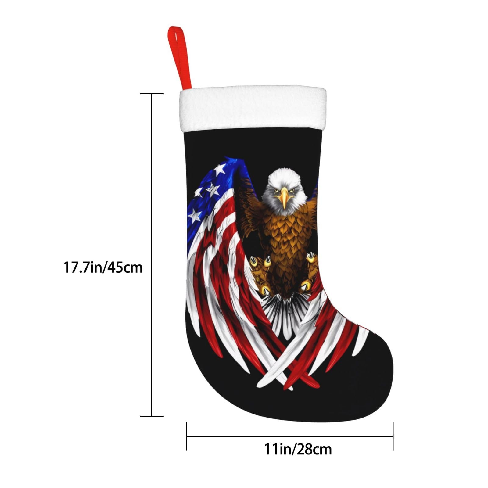 Personalized Christmas Stocking with USA Flag & Patriotic Eagle Design - 18 Inch Large Xmas Stocking for Fireplace Decor | Perfect for Holiday Home Decor, Gift Exchange & Festive Christmas Celebrations