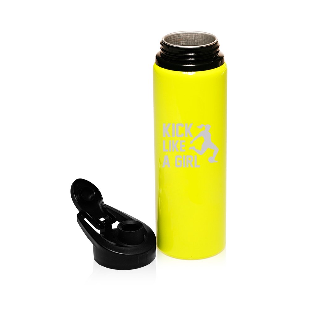 25 oz Aluminum Sports Water Bottle - Insulated Travel Mug for Soccer, Hiking & Gym - Kick Like A Girl Soccer Team Inspired - Perfect for Athletes, Outdoor Adventures & Workouts