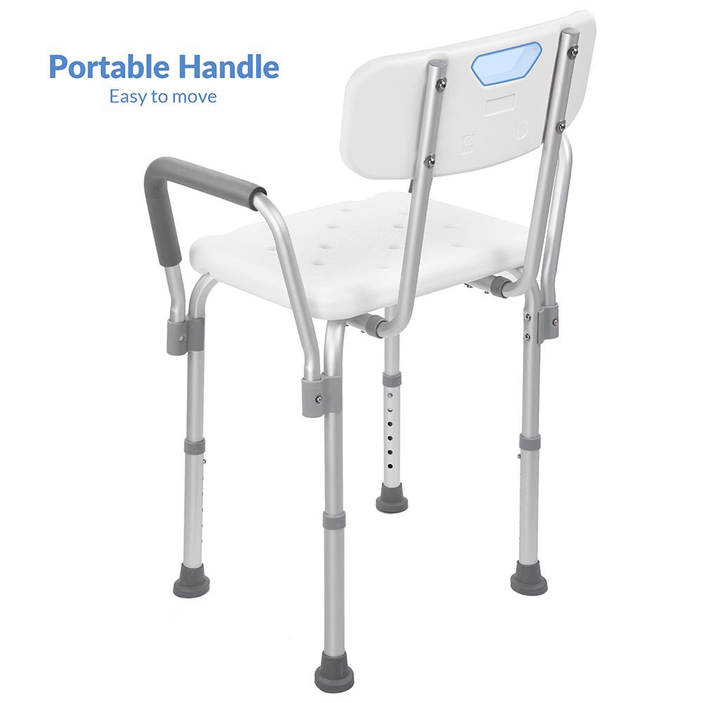 TheLAShop 220lbs Heavy Duty Shower Chair with Backrest & Armrests - Non-Slip Bathtub Bench for Elderly & Disabled, Ideal for Bathroom Safety & Mobility Assistance