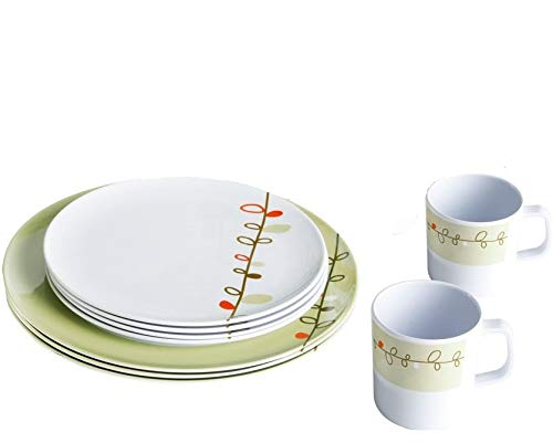 36-Piece Melamine Dinnerware Set - Durable & Lightweight Camping Dishes for Outdoor Picnics, BBQs, and Family Gatherings