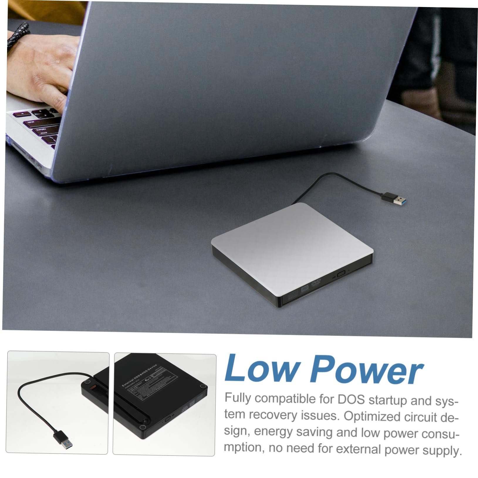 Gadpiparty 3-Pack Portable External DVD Burner Writer - Slim USB CD/DVD ROM Drive for Laptop, Notebook, Ultra Thin SSD Computers - White ABS Player for Movies, Music & Data Backup