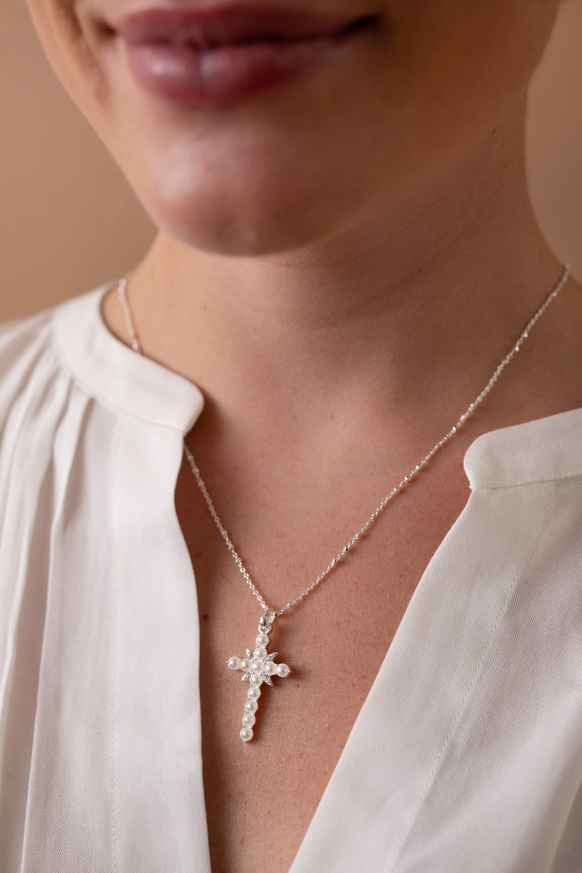 Divine Guides Cross Pendant Necklace for Women - Religious Jewelry Gift for Baptism, Confirmation & Everyday Wear - 925 Sterling Silver Crucifix Necklace