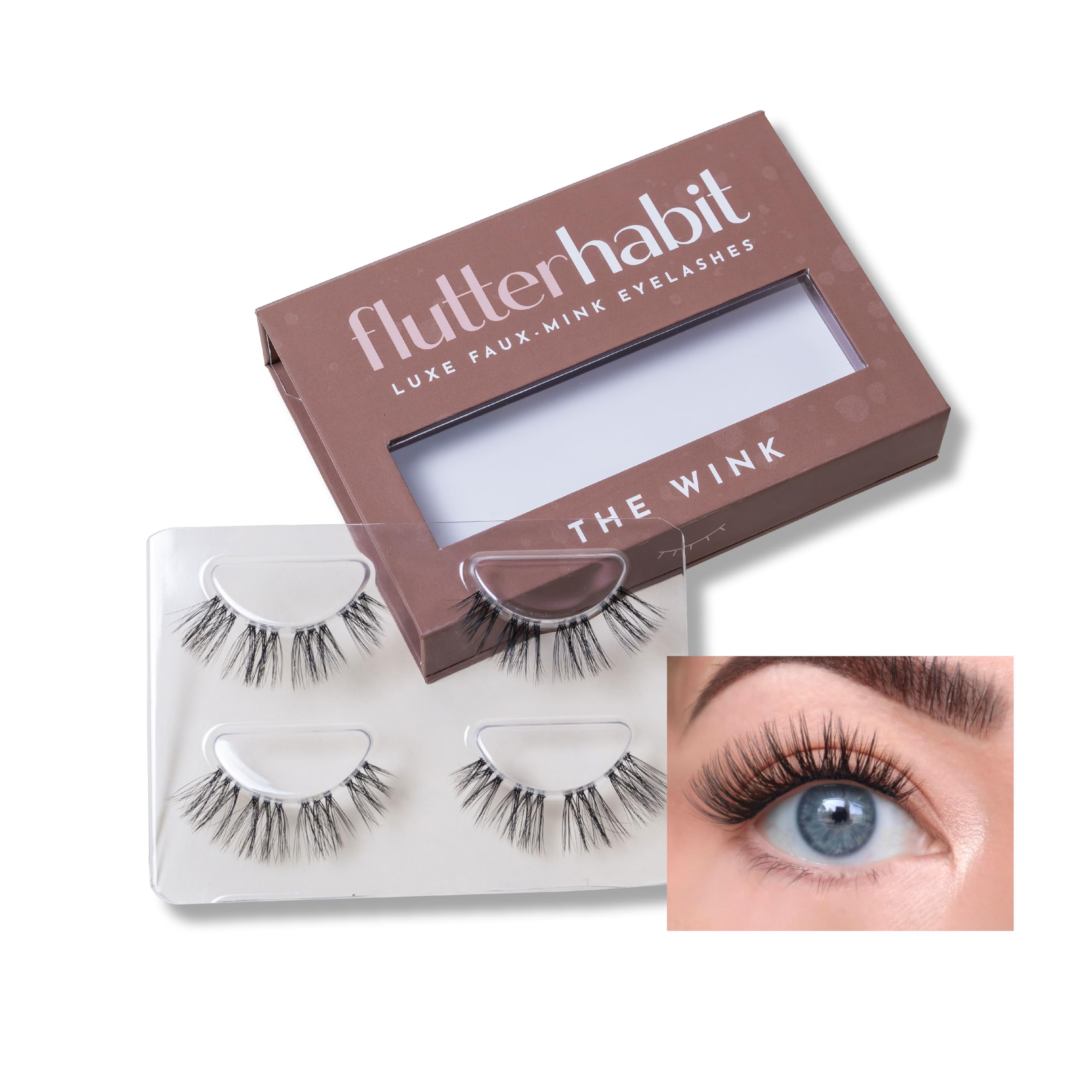 FlutterHabit The Wink Lashes - DIY Lash Extensions for 10 Day Wear | Mid-Length Wispy Doll Eye Clusters | Salon-Quality Natural False Eyelashes (Lash Glue Not Included) - Perfect for Parties, Weddings & Everyday Glam
