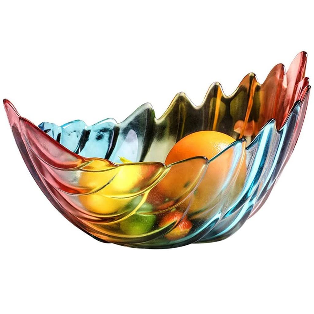 Creative Feather Fruit Bowl Stand - Crystal Glass Fruit Basket for Home, Living Room & Coffee Table - Modern Serving Dish for Wedding Decor & Party Tray (Colorful) - Perfect for Entertaining Guests & Healthy Snack Display