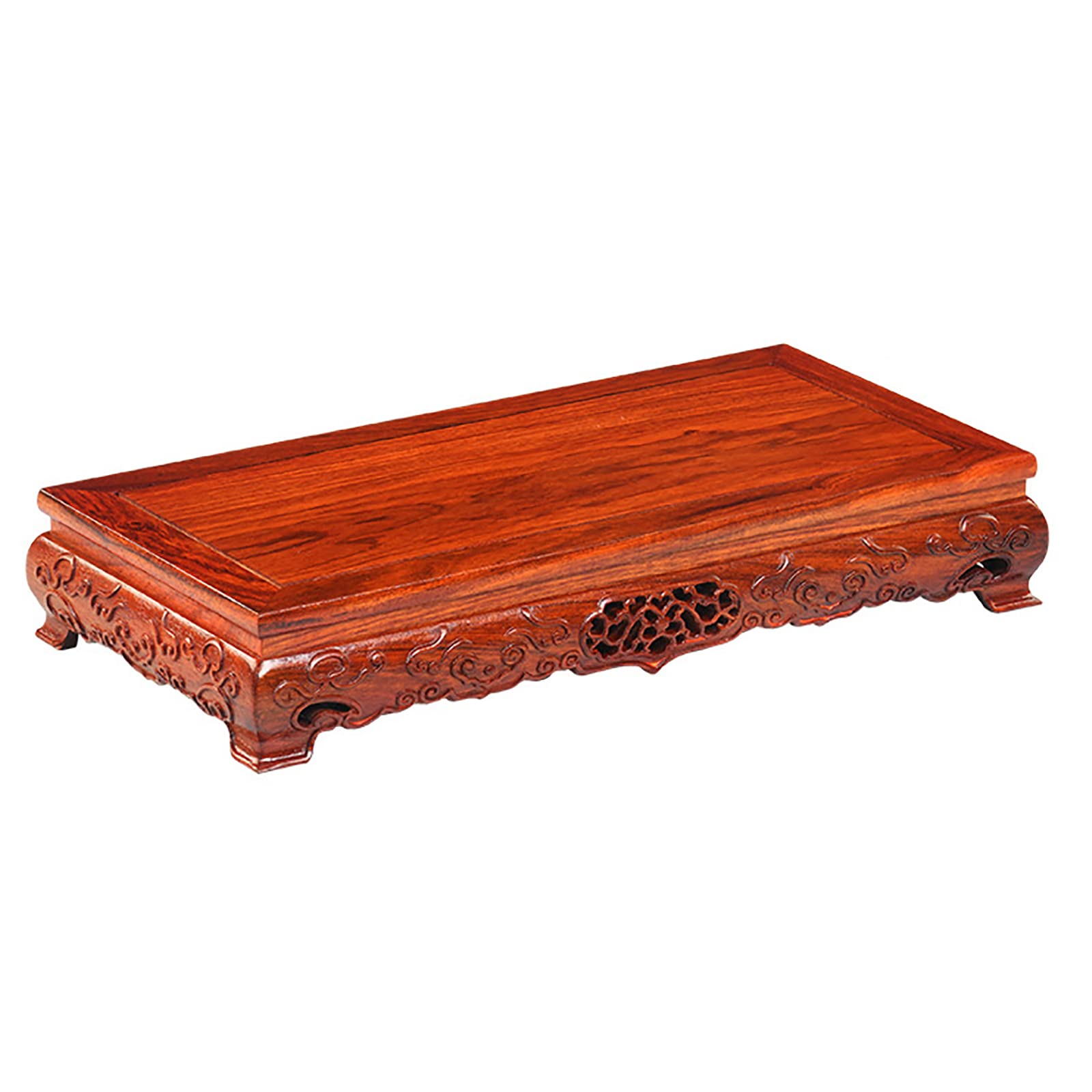 YANJING Oriental Rosewood Display Stand - Vintage Chinese Furniture for Buddha Statues, Flower Pots & Antique Decor (40x20x7cm) - Perfect for Sacred Spaces, Home Altars & Feng Shui Decorations