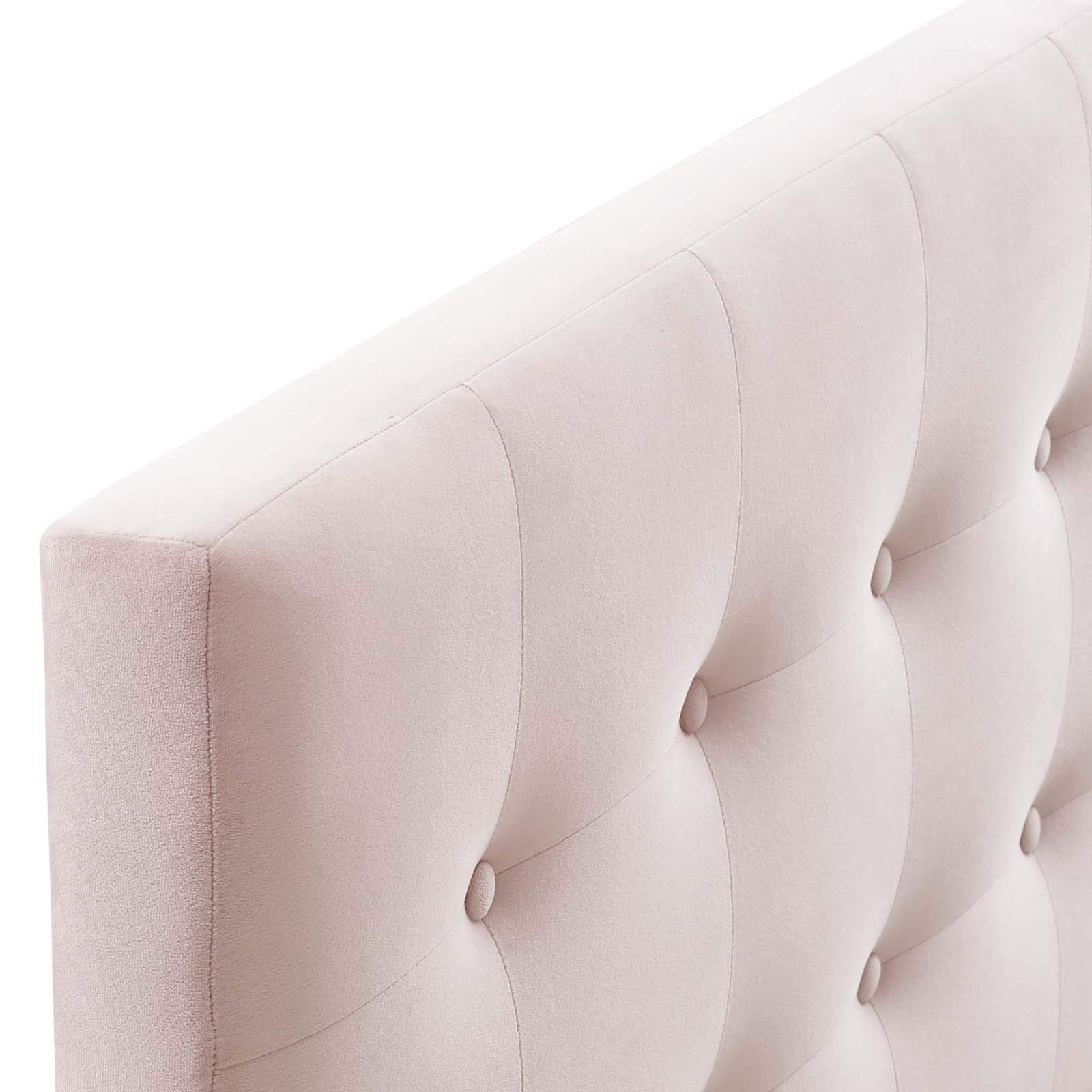 Modway Emily Queen Size Upholstered Headboard - Pink Velvet with Biscuit Tufting for Bedroom Decor | Luxurious Bed Frame Accent for Master & Guest Rooms