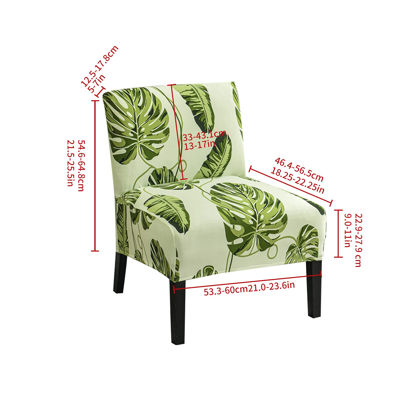 Eco-Friendly Removable Washable Armless Chair Slipcover - Printed Accent Furniture Protector for Living Room, Dining Room, Hotel - Perfect for Home Decor & Guest Seating