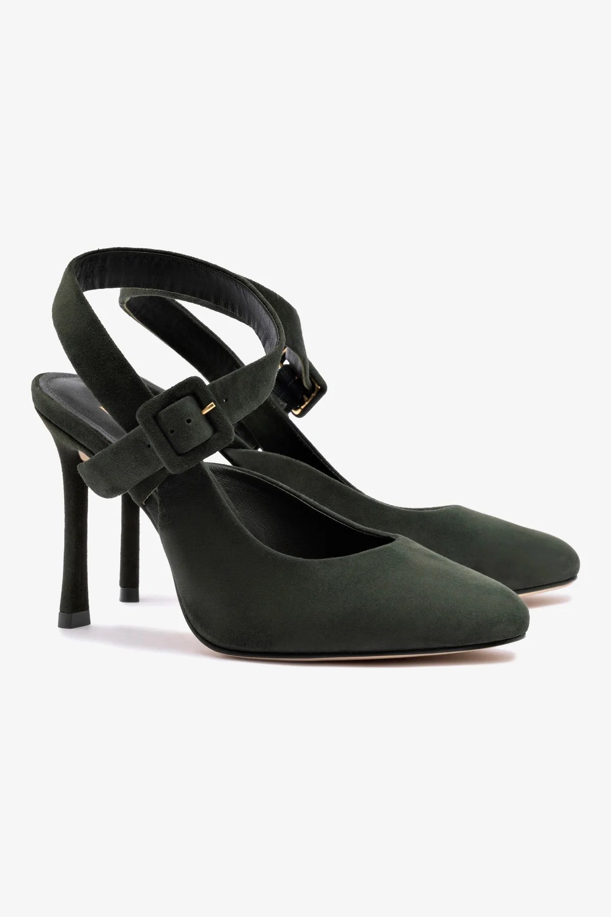 Larroudé Deena Suede Pumps in Deep Olivine - Elegant Women's High Heels for Office, Parties & Special Occasions