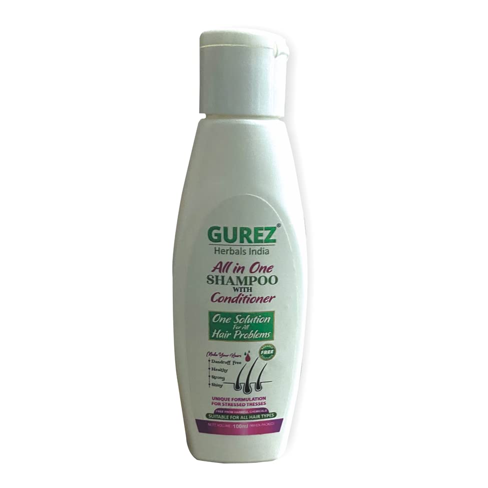 Gurez All-in-One Shampoo & Conditioner 100ml - For All Hair Types | Anti-Dandruff, Hair Repair, Shine & Strength | Men & Women | Damaged Hair Treatment | Perfect for Daily Use, Travel & Gym