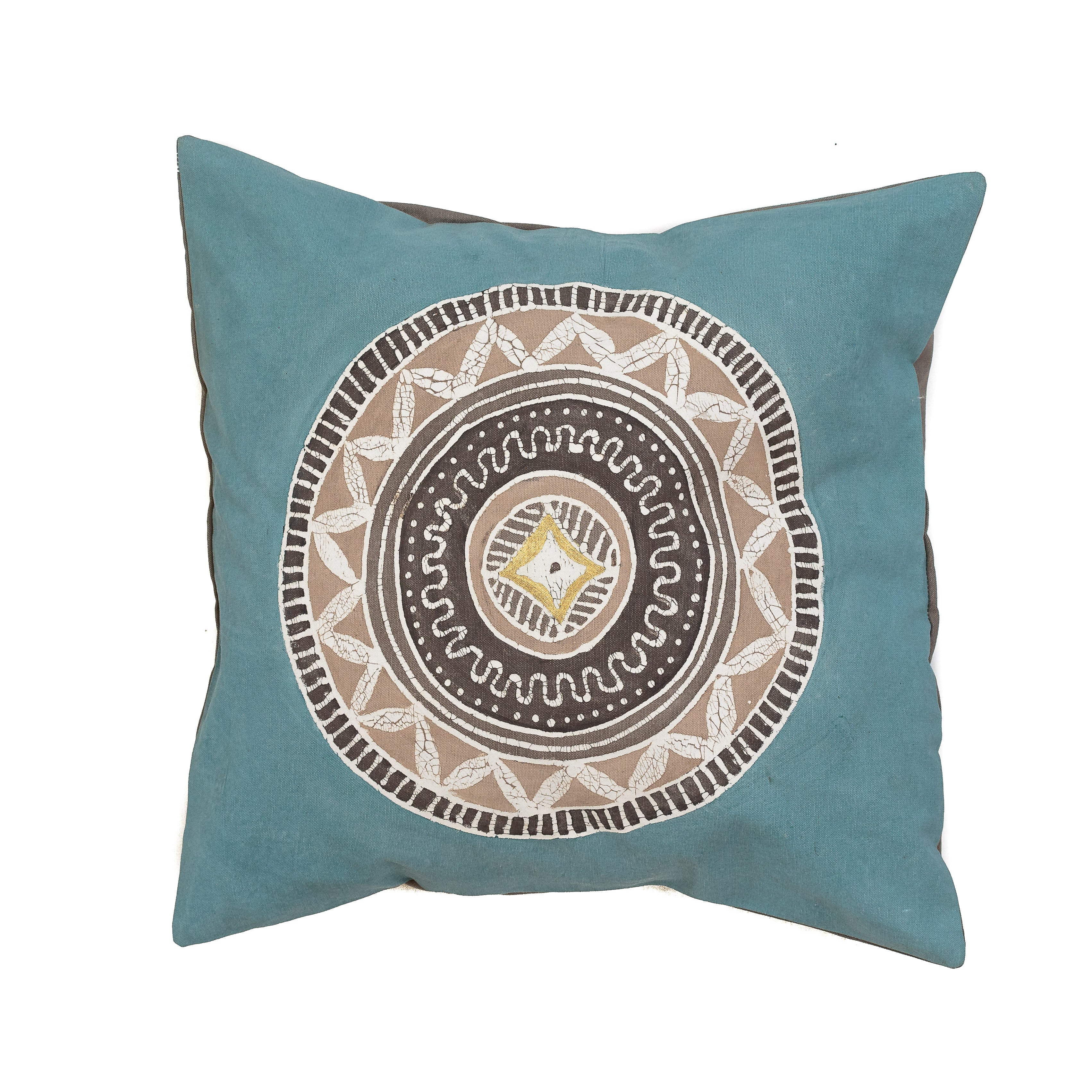 African Circles Teal Collection Cushion Cover - Bohemian Home Decor Pillow Case for Living Room, Bedroom & Sofa - Soft Cotton Square Throw Pillow Cover 18x18 Inches