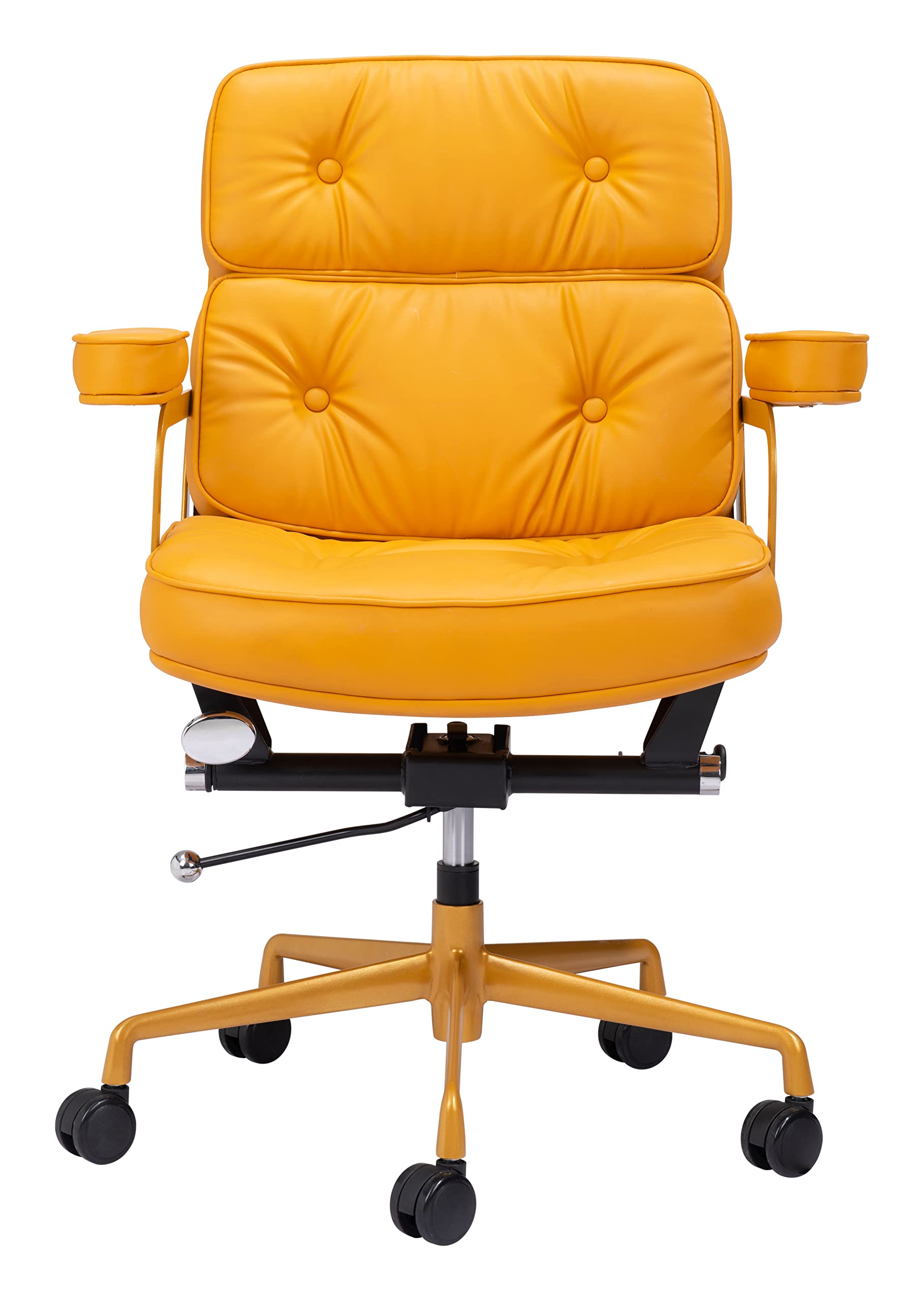 Zuo Modern Smiths Office Chair - Ergonomic Mid Back Desk Chair with Adjustable Height, Yellow - Perfect for Home Office, Gaming & Workspace