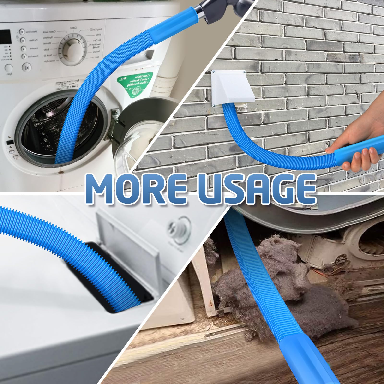 Dryer Vent Cleaner Kit - Universal Vacuum Attachment with Stretch Connector for Lint Removal | Heavy-Duty Cleaning Tool for Dryer Vents & Ducts | Perfect for Home Laundry Room Maintenance & Fire Prevention