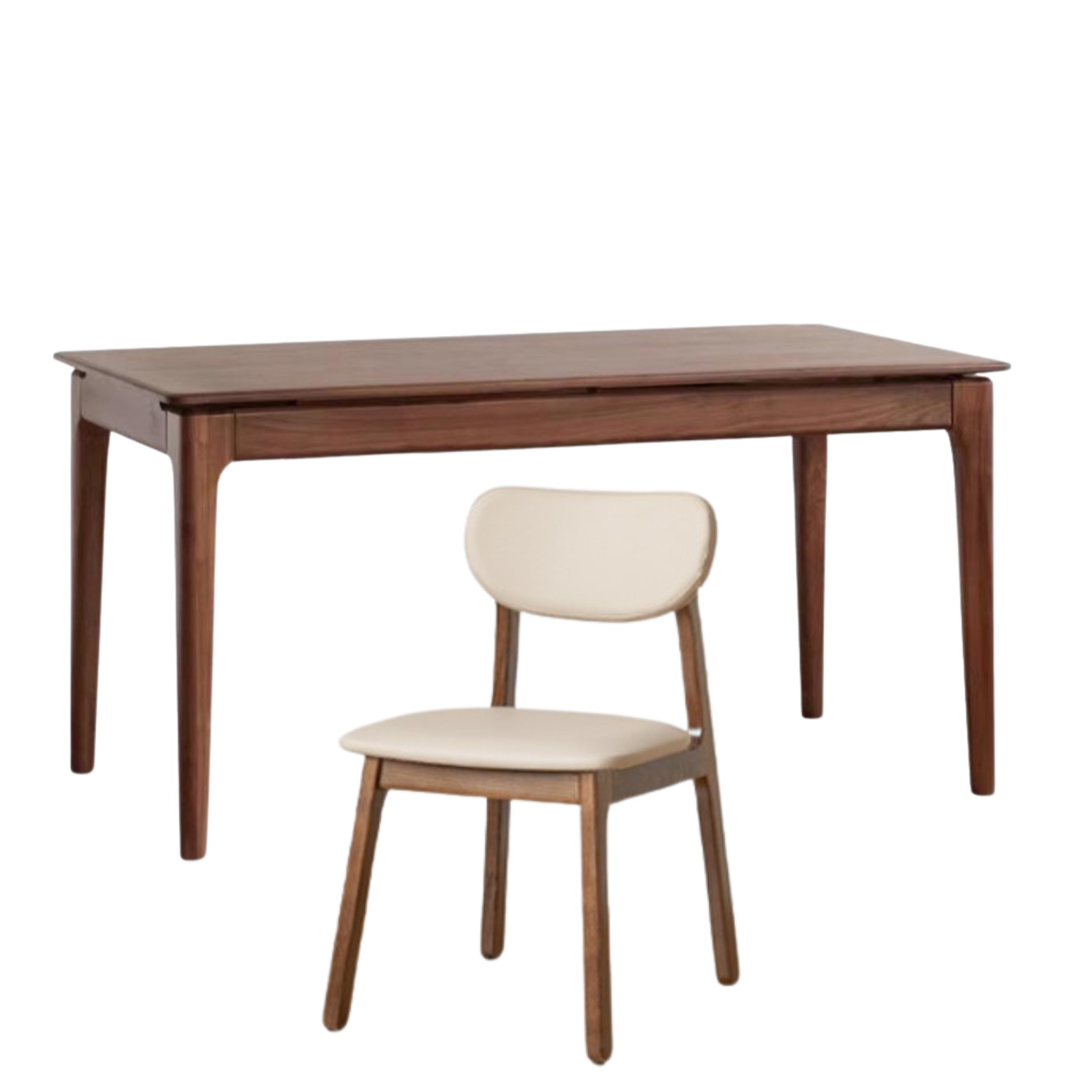 62.9x33.4x29.5 inch / 160x85x75.5 cm/ Rich Dark Walnut Color / dining table + 4 soft chair