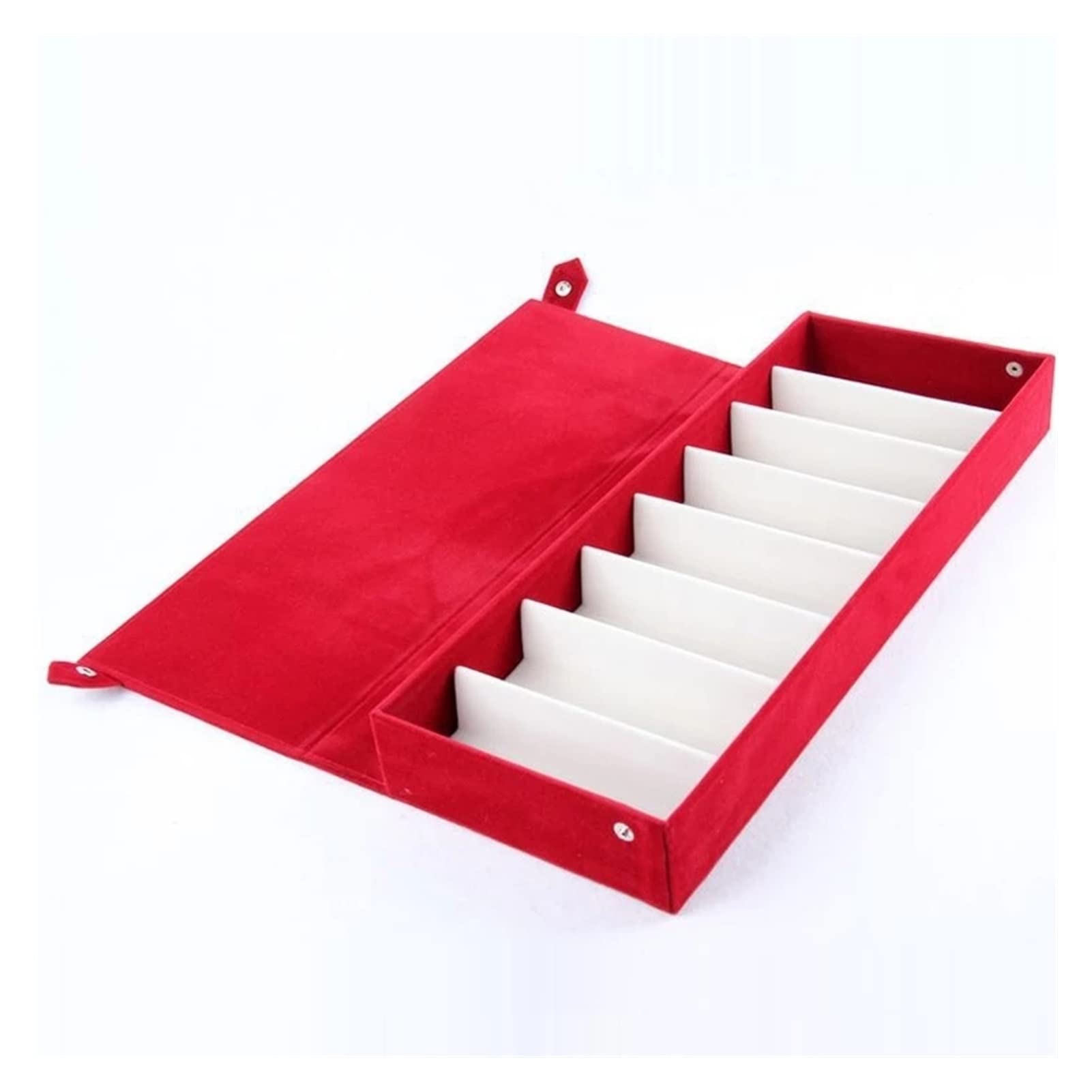 8 Grid Sunglasses Organizer & Jewelry Display Case with Rack - 48.5x18x6CM Eyeglass Storage Box for Retail Stores, Home Organization (Red) - Perfect for Boutique Displays, Closet Organization & Travel Accessory Storage