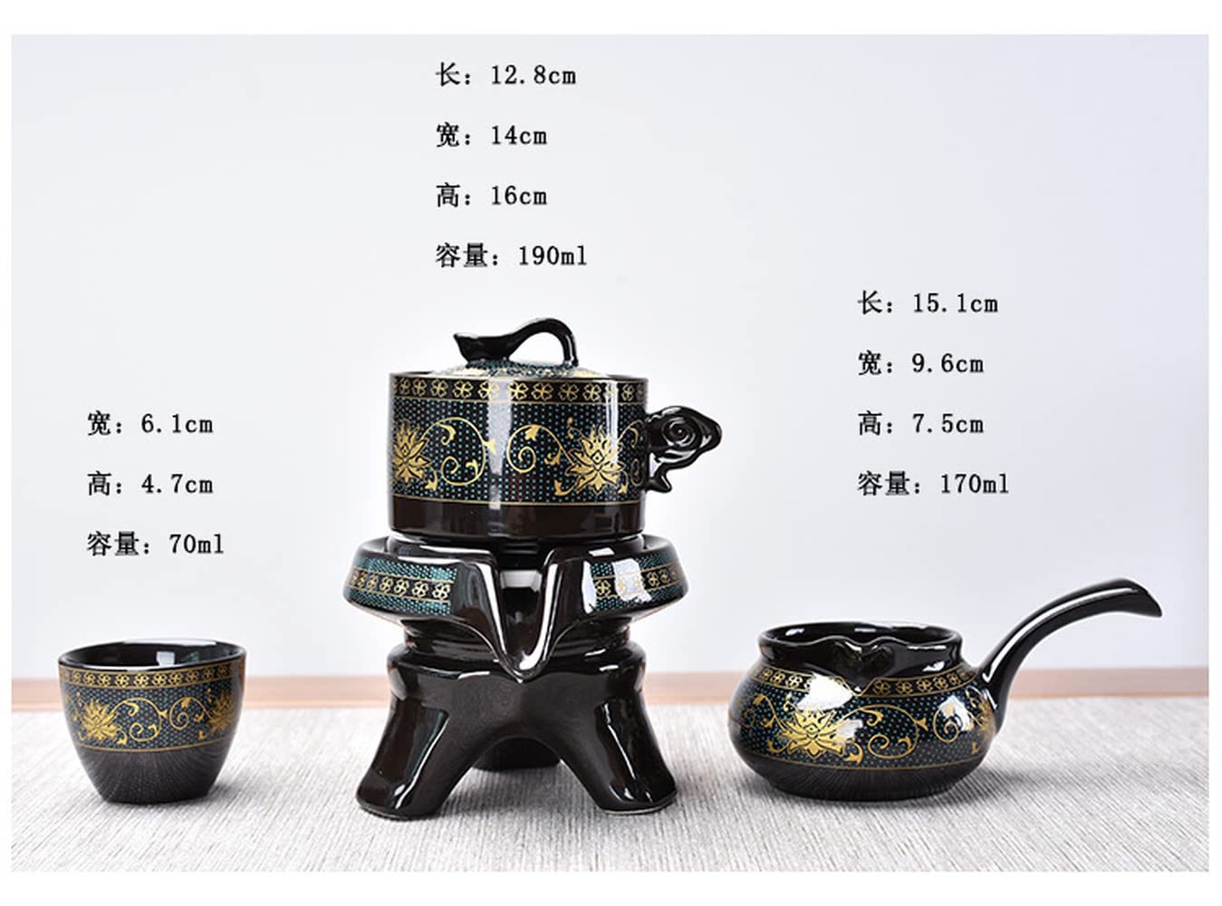 Premium Semi-Automatic Ceramic Kung Fu Tea Set - Traditional Chinese Lazy Teaware with Teapot & Cups for Home Tea Ceremony | Perfect for Relaxation, Meditation & Gift Giving