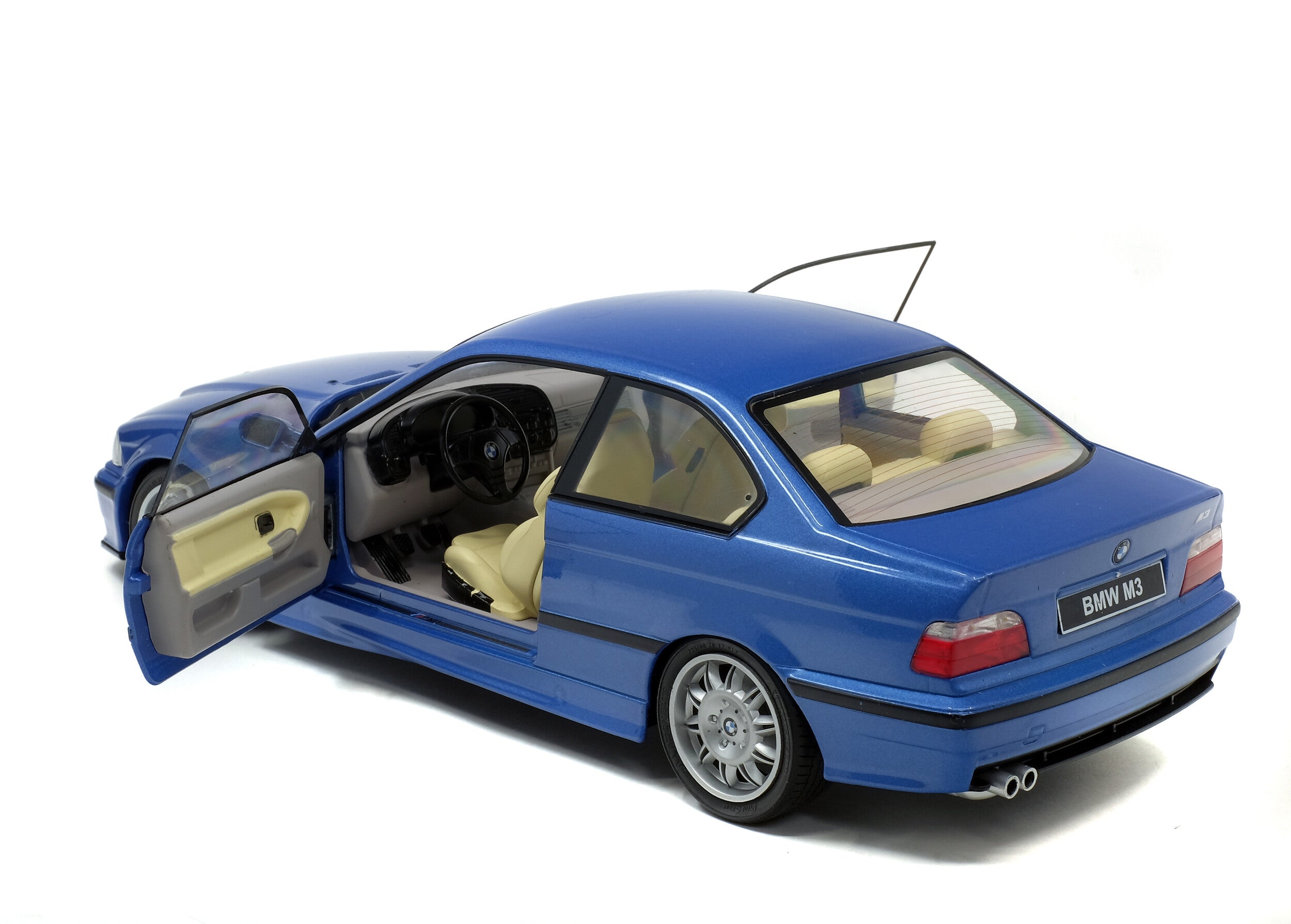 1:18 Scale Solido BMW E36 M3 Coupe Diecast Model Car - Estoril Blue - 1990 Collector's Edition for Display, Gifts, and Car Enthusiasts