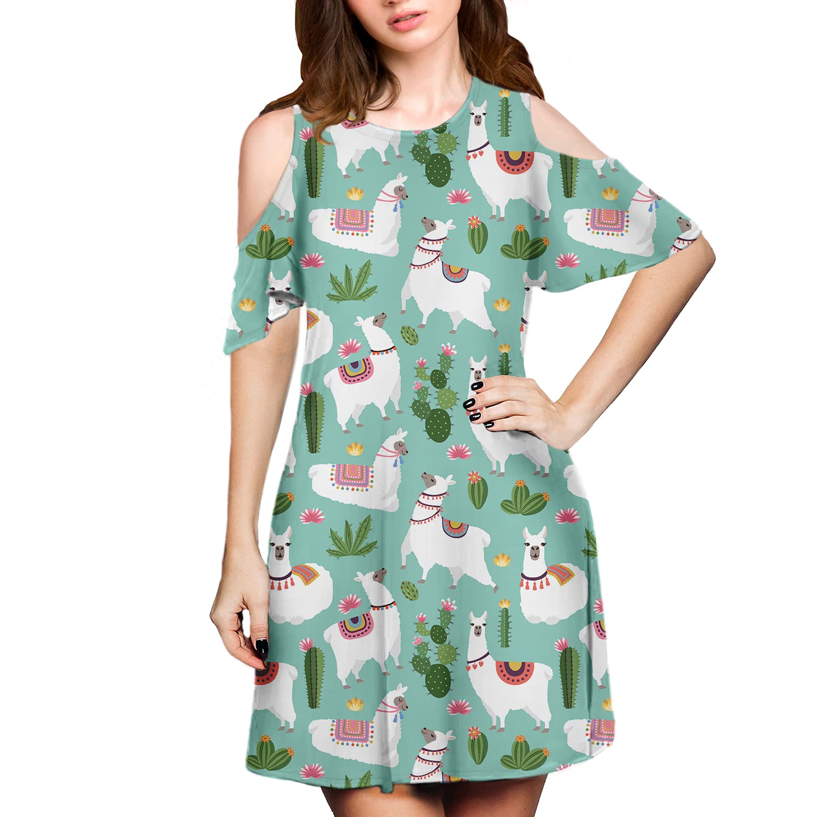 CLOHOMIN Women's Casual Off Shoulder Dress for Summer & Autumn - Comfortable Flowy Midi Dress for Beach, Vacation, and Daily Wear