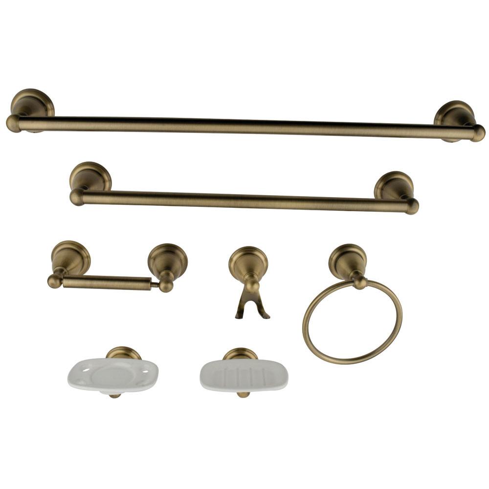 Vintage Brass Bathroom Accessory Set - Complete 5-Piece Bathroom Hardware Kit (BAK1750AB1) for Towel Bars, Hooks & Robe Hooks - Perfect for Farmhouse, Victorian & Classic Bathroom Decor