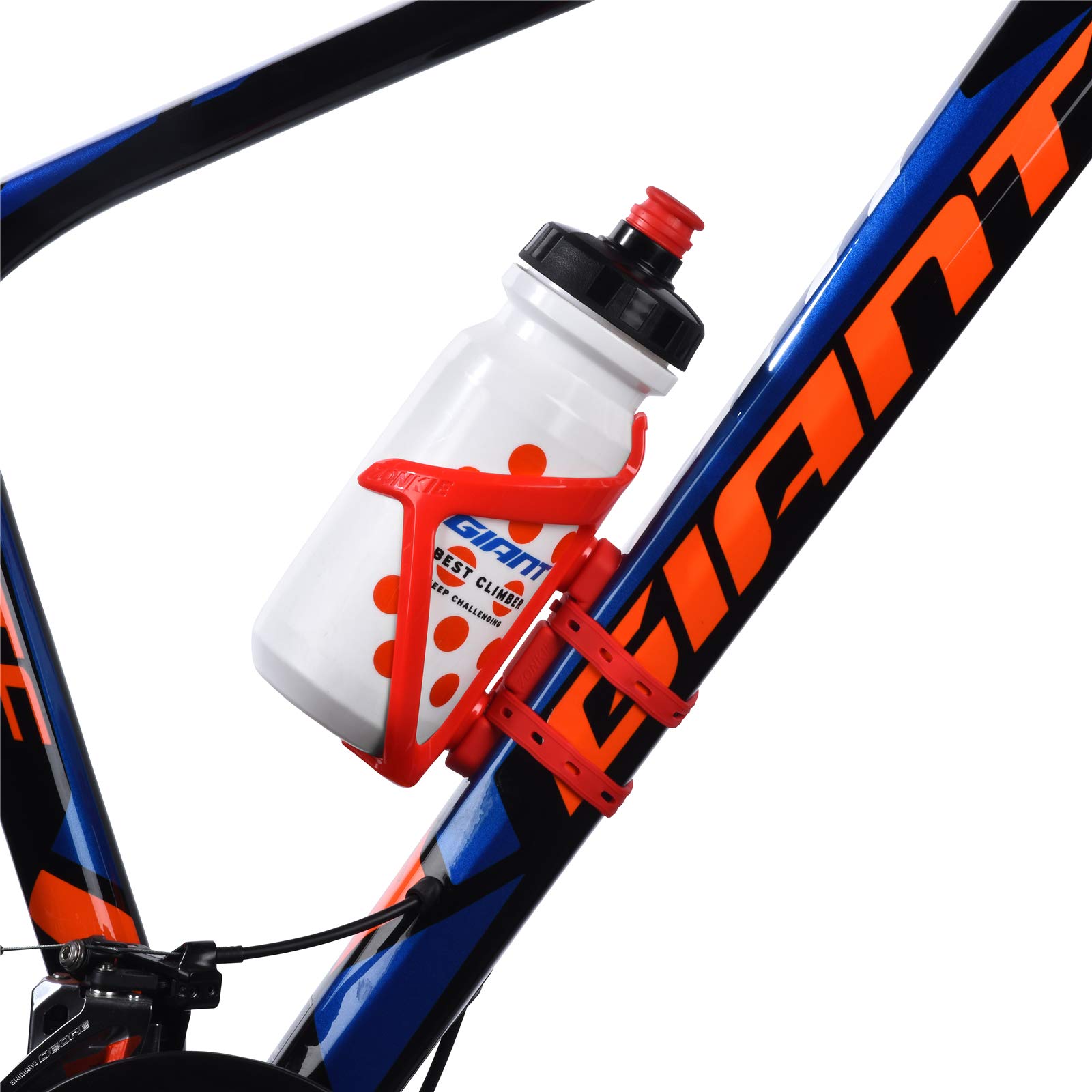 ZONKIE Bike Water Bottle Holder - Lightweight Plastic Bicycle Bottle Cage with Secure Mounting Base for Road & Mountain Bikes (Red) - Perfect for Cycling, Commuting & Outdoor Sports