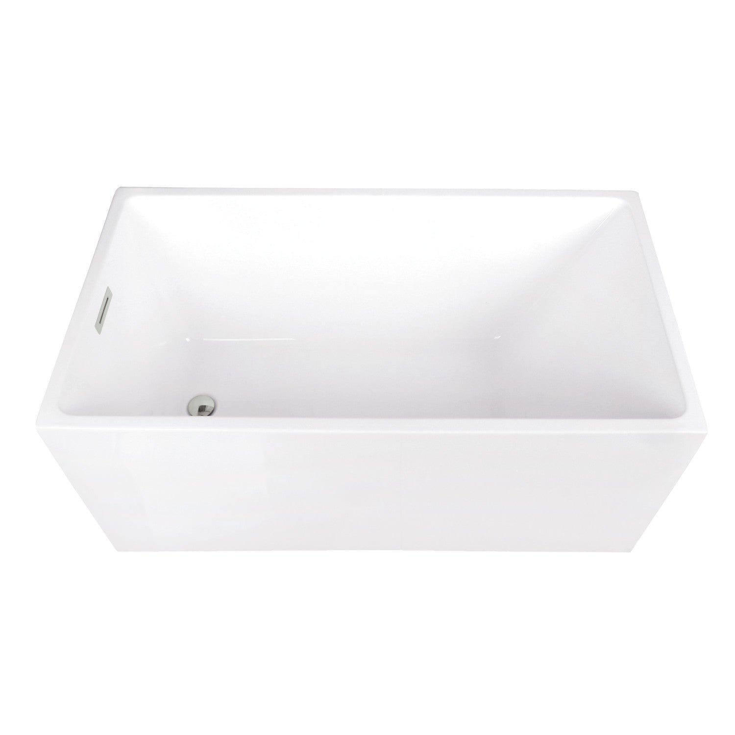 Aqua Eden 51 Inch Acrylic Freestanding Bathtub - Rectangular Double Ended Soaking Tub with Drain, Glossy White & Polished Nickel Finish - Perfect for Luxury Bathrooms & Spa Retreats