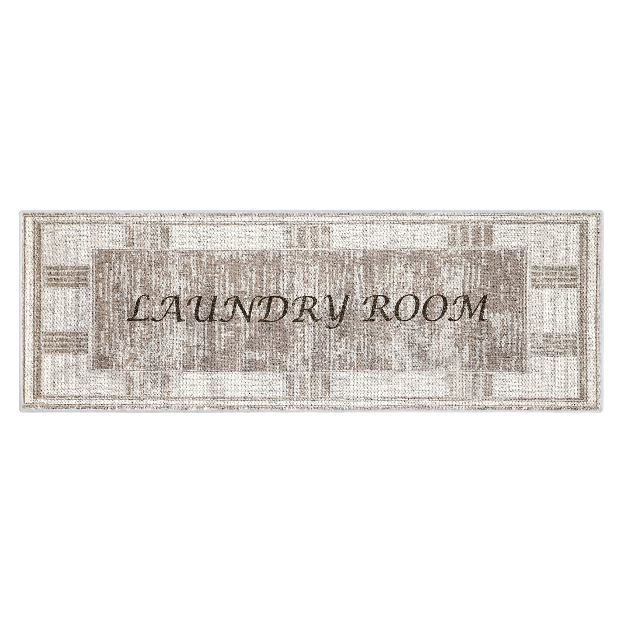 SUSSEXHOME Non-Slip Washable Laundry Room Rug - Ultra Thin Low Pile Bathroom Runner - Printed Washroom Mat for Laundry Decor (20x59 Inches) - Perfect for Laundry Rooms, Bathrooms & Mudrooms