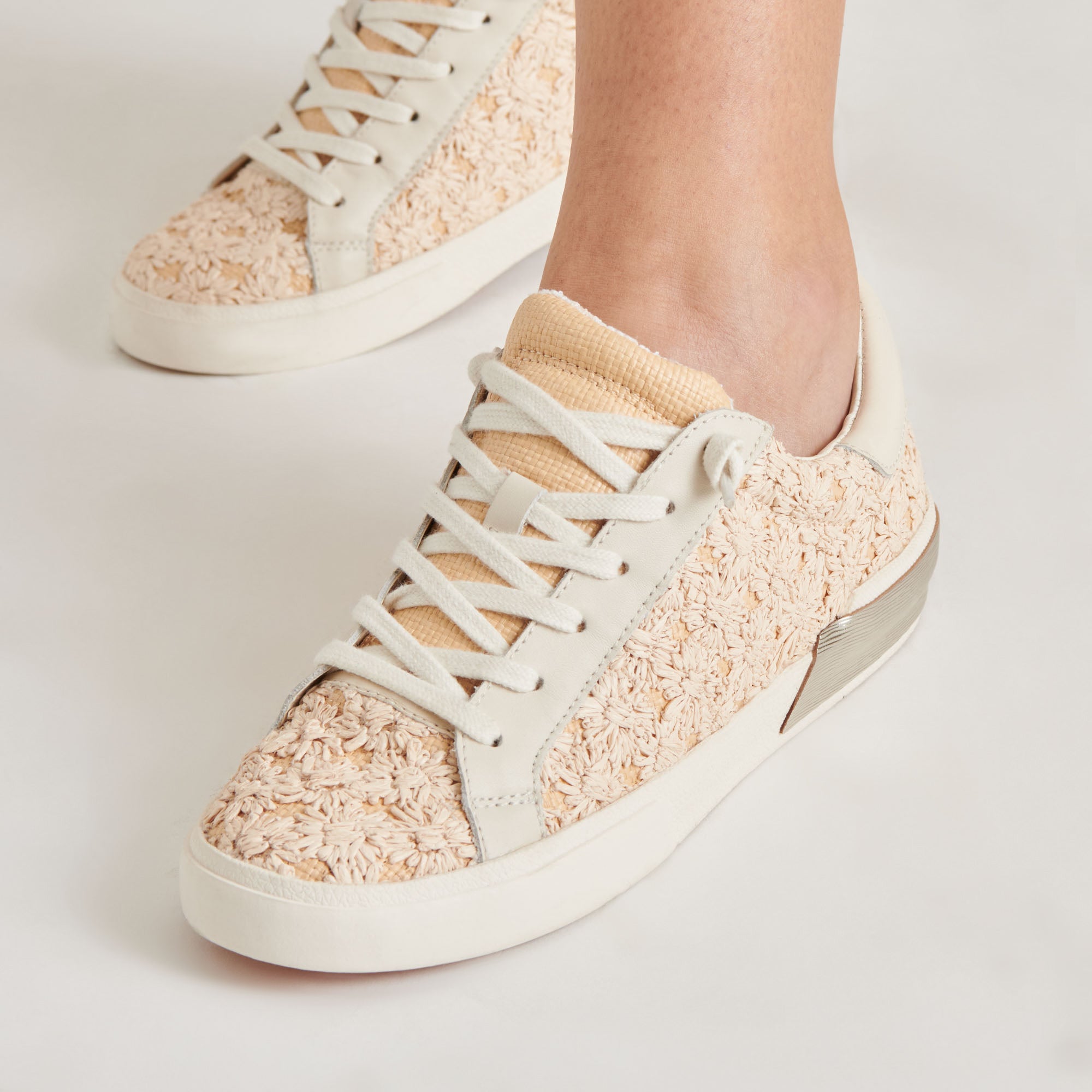 ZINA Floral Sneakers - Women's Fashion Raffia Shoes with Floral Design | Comfortable & Stylish for Summer, Beach, and Casual Outings