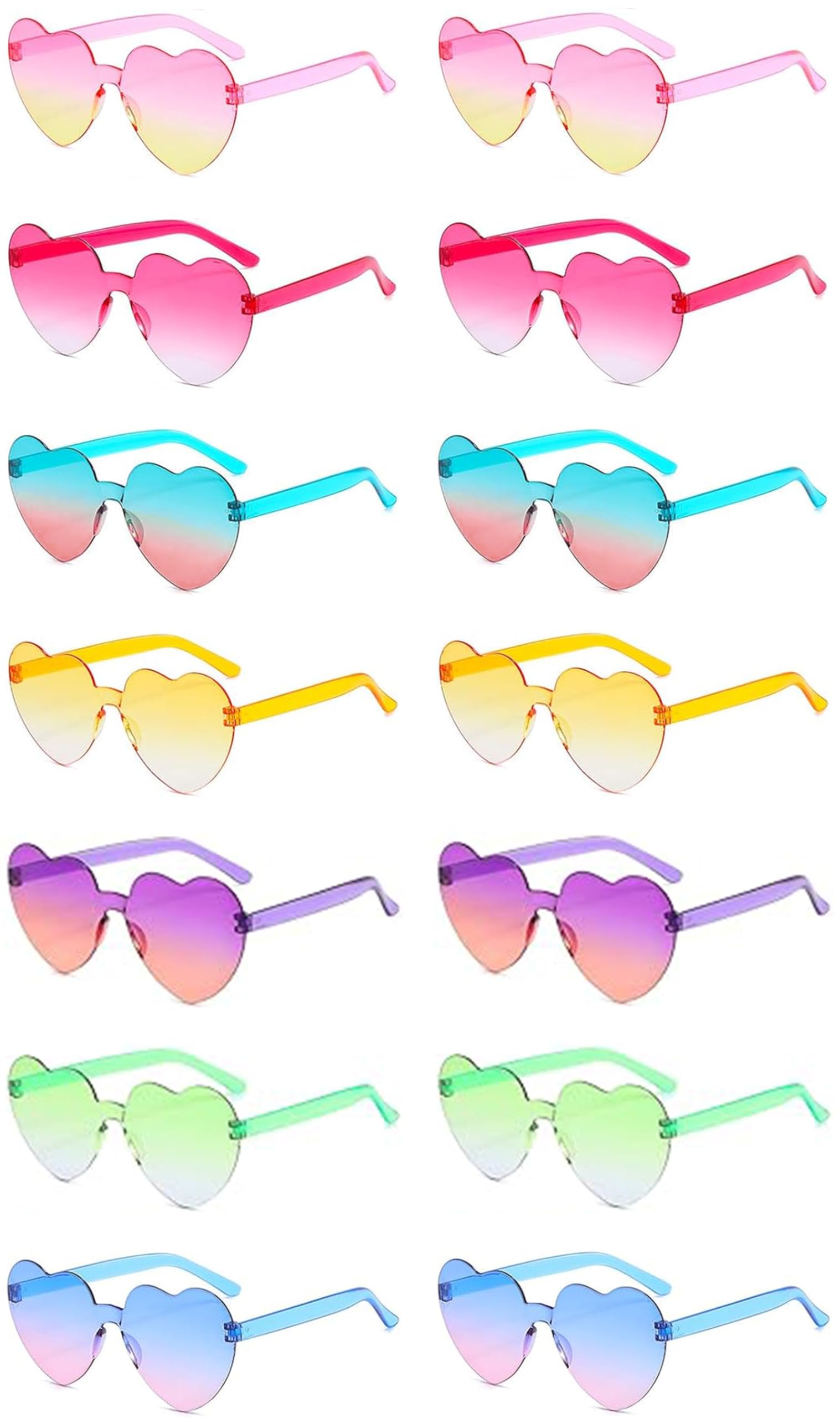 14 Pcs Heart Shaped Sunglasses for Women - Trendy Heart Glasses Pack for Bachelorette Party Favors, Valentine's Day Gifts, Bridal Shower Accessories - Perfect for Girls Night Out, Beach Vacations & Photo Props