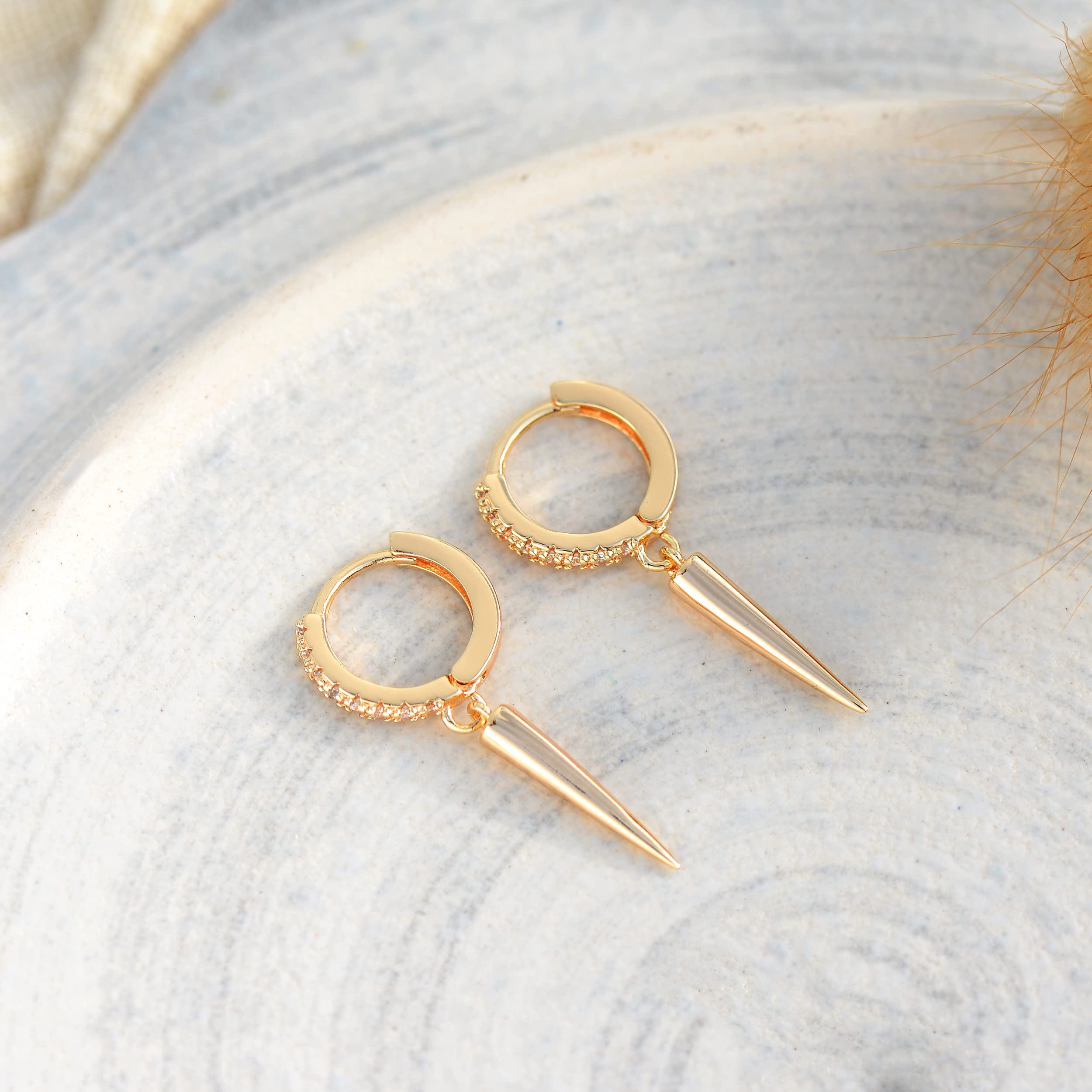 FETTERO 14K Gold Plated Hoop Dangle Earrings - Lightweight Drop Huggie Hoop Earrings for Women | Hypoallergenic & Dainty Everyday Jewelry | Perfect for Work, Date Night & Special Occasions