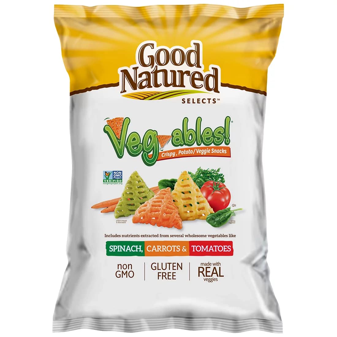 Good Natured Selects Veg-Ables! Crispy Potato & Veggie Snacks - Healthy Plant-Based Chips, Gluten-Free, Non-GMO, Vegan (3-Pack Sharing Size Bags) - Perfect for Parties, School Lunches & On-the-Go Snacking
