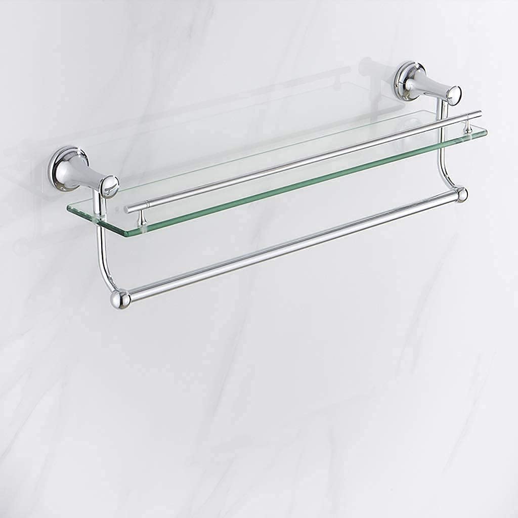 Double Layer Wall Mounted Towel Rack with Glass Shelf - 50Cm Bathroom Towel Holder & Hanger for Modern Bathroom Organization | Perfect for Small Spaces & Spa-Like Decor