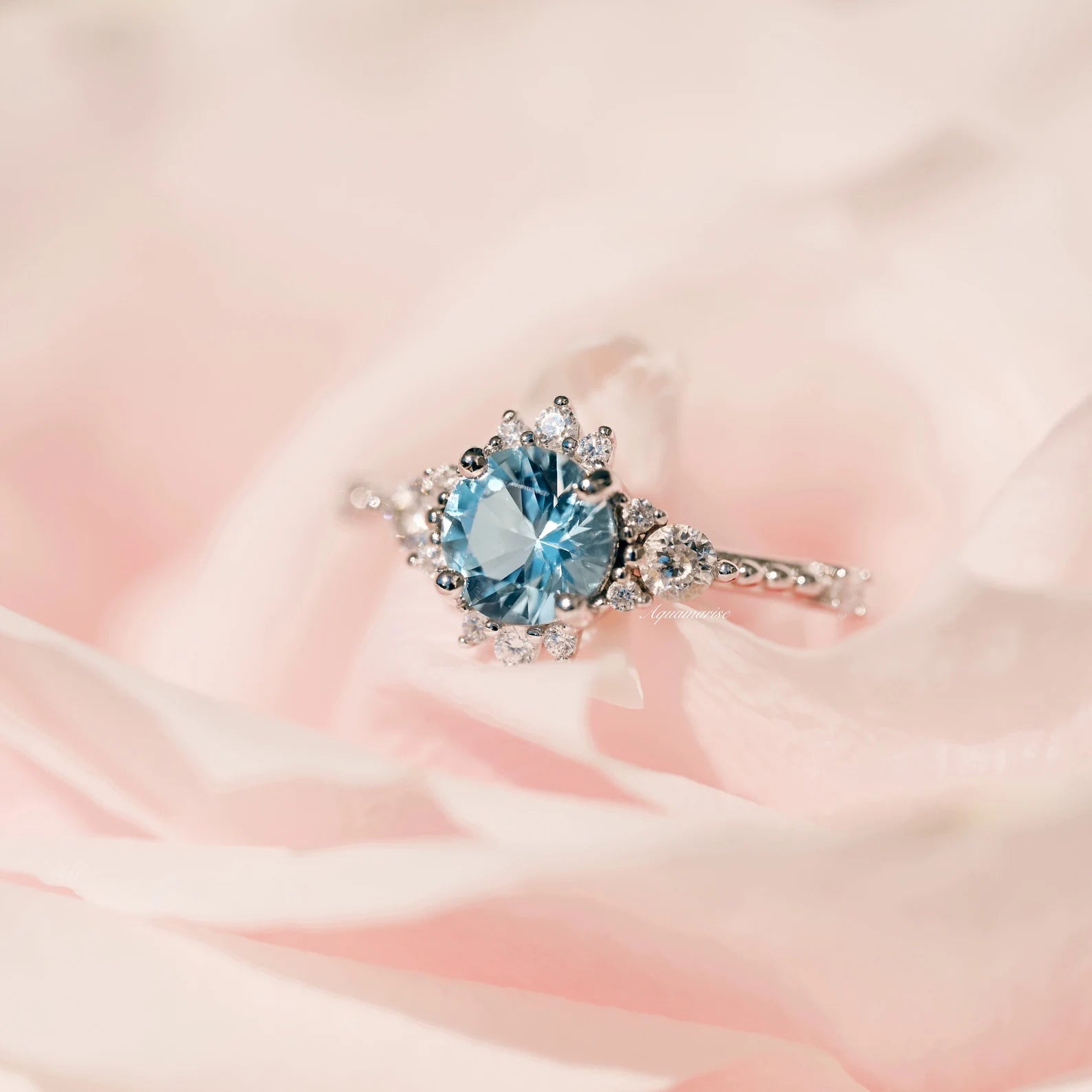Vintage Natural Aquamarine Ring for Women - Sterling Silver 925 Jewelry - Perfect for Engagement, Wedding & Everyday Wear
