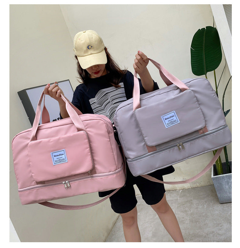 Foldable Travel Duffel Bag for Women - Lightweight Sports Gym Tote with Shoulder Strap - Perfect for Workout, Yoga, Beach & Weekend Getaways