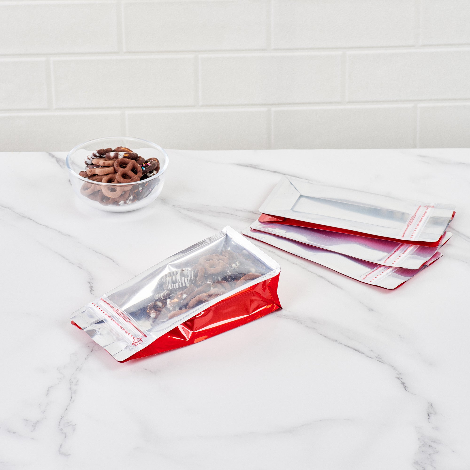 Red Plastic Small Snack Bags with Double Seal & Rip Lock - 8x4x2.5 Inches, Heat Sealable, 100 Count Box - Perfect for Food Storage, Meal Prep, and Travel Snacks