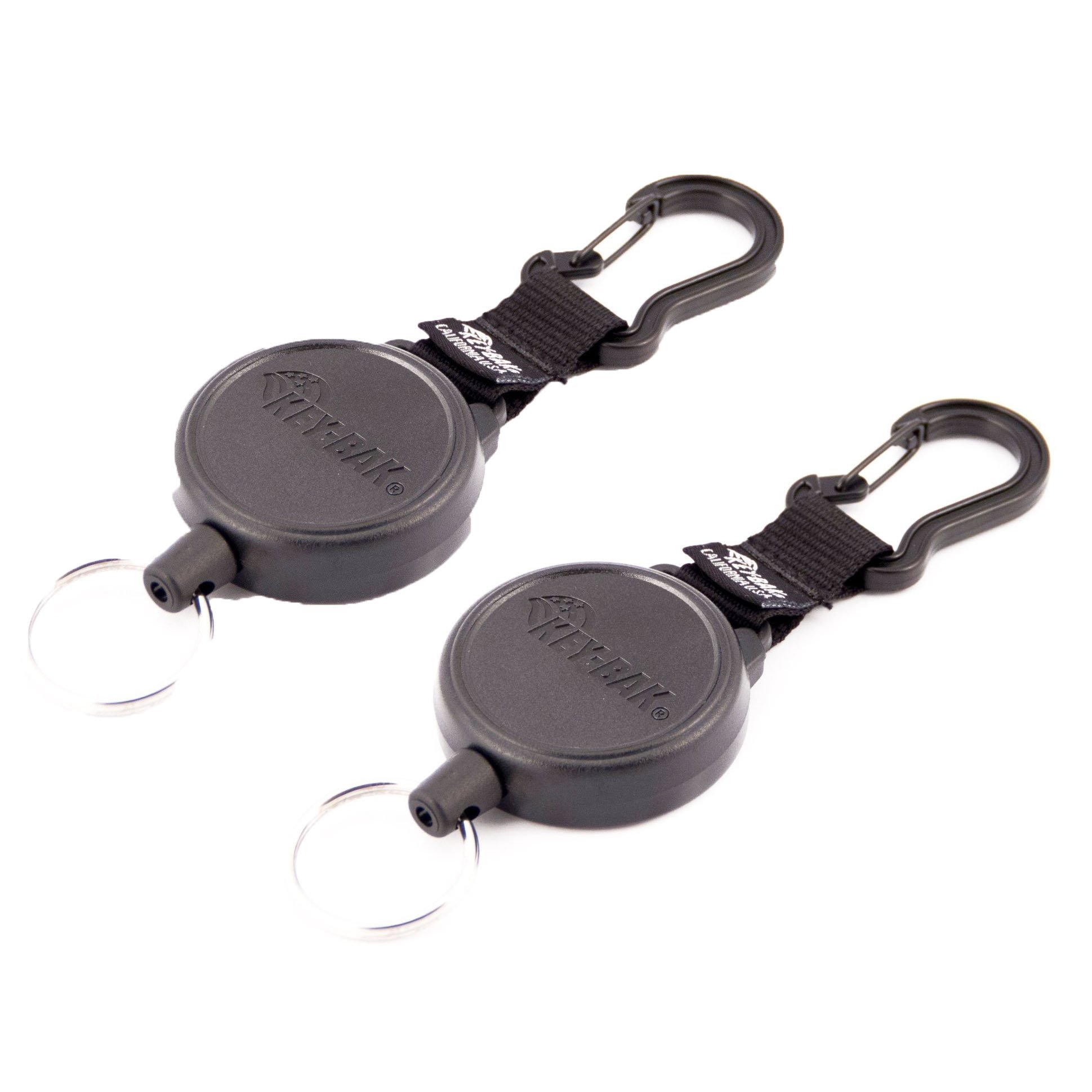 KEY-BAK #6C Mid-Size Retractable Reel - 36 Inch (91.4 cm) Polyester Cord with Durable Polycarbonate Case & Steel Carabiner (2 Pack) - Perfect for Keychains, ID Badges, Tools and Workplace Safety Accessories