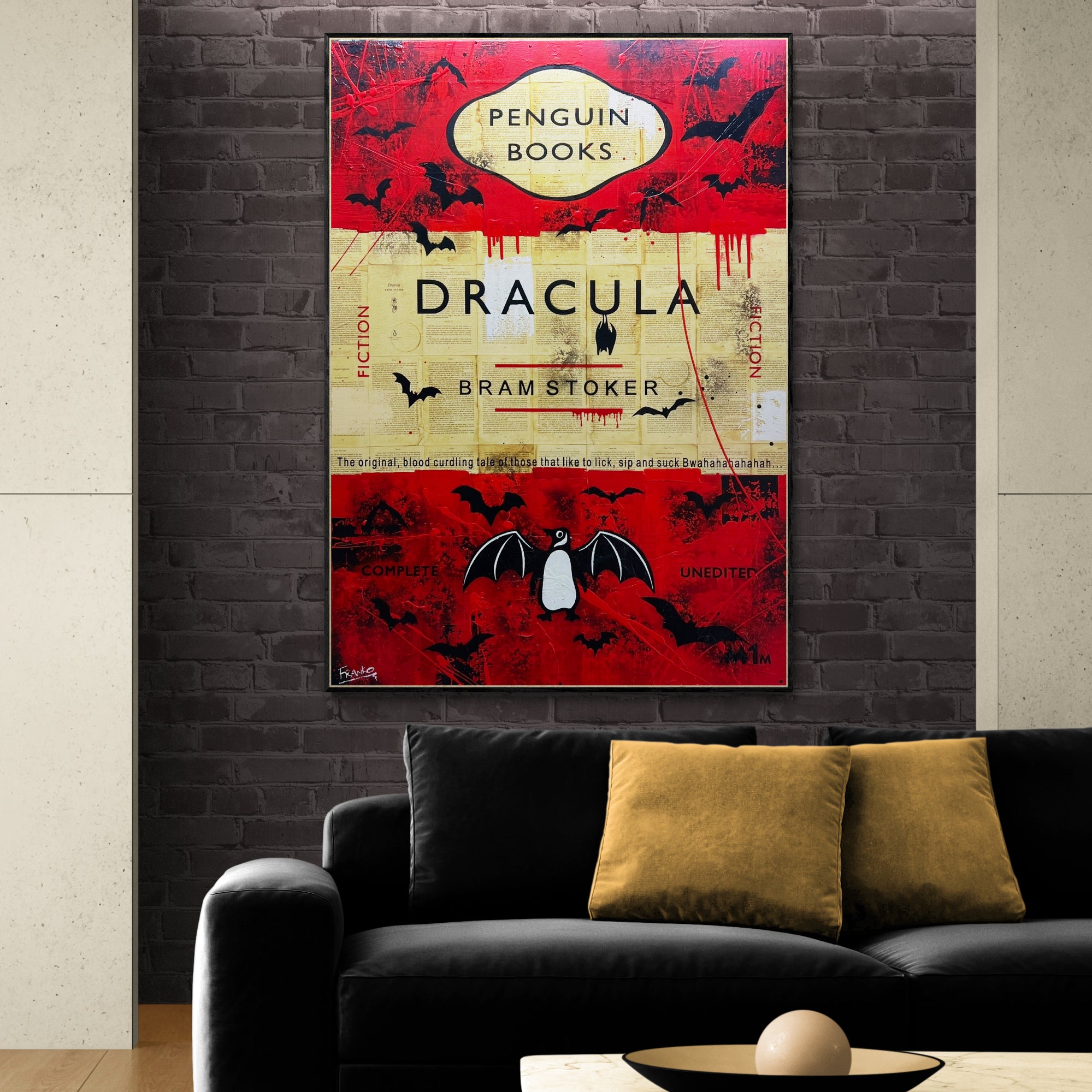 140cm x 100cm Dracula Urban Pop Art Canvas Painting - Gothic Home Decor for Living Room, Bedroom & Book Club | Horror Movie Fan Gift