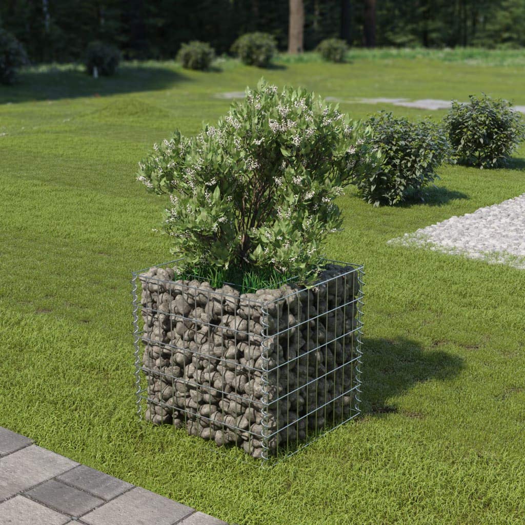 Galvanized Steel Gabion Basket Planter - Outdoor Garden Raised Bed for Vegetables, Flowers & Patio Decor | Durable Stone Wall Planter for Landscaping & Backyard Gardening