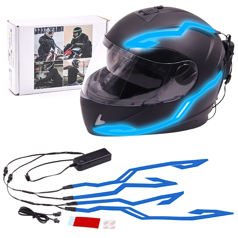 Motorcycle Helmet LED Light Strip - 3 Mode Night Riding Safety Signal Light (Blue) for Enhanced Visibility in Low Light Conditions