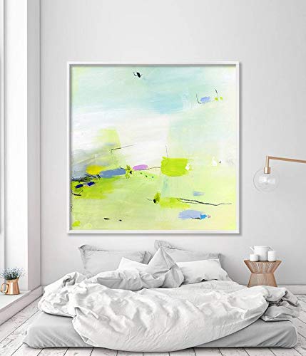 Abstract Art Print - Large Green Canvas Wall Art for Living Room & Office Decor | Modern Landscape Painting for Home & Office Interior Design