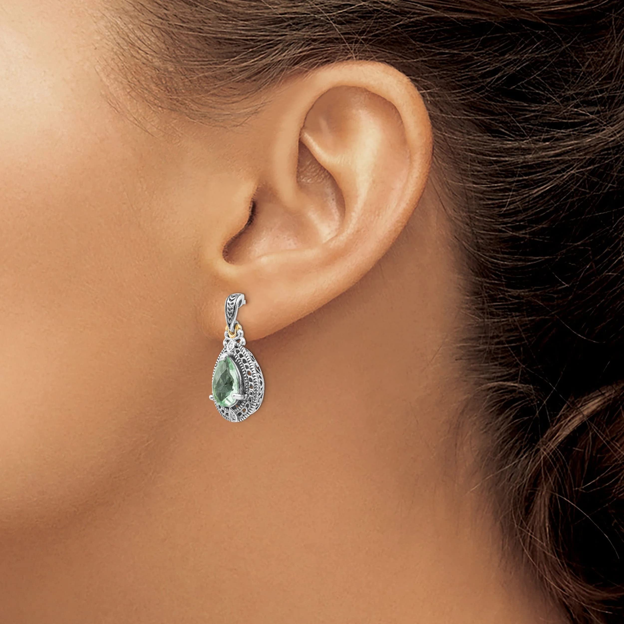 Sterling Silver Gold Diamond Quartz Earrings for Women - Elegant Dangle Drop Earrings for Party, Wedding & Everyday Wear