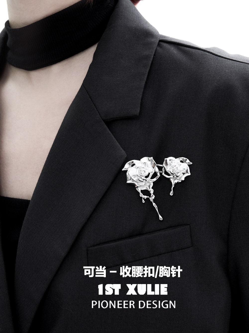 Taboo Rose 18k Gold Plated Rose Brooch Pin - Elegant Floral Jewelry for Women, Perfect for Weddings, Parties & Gift Giving
