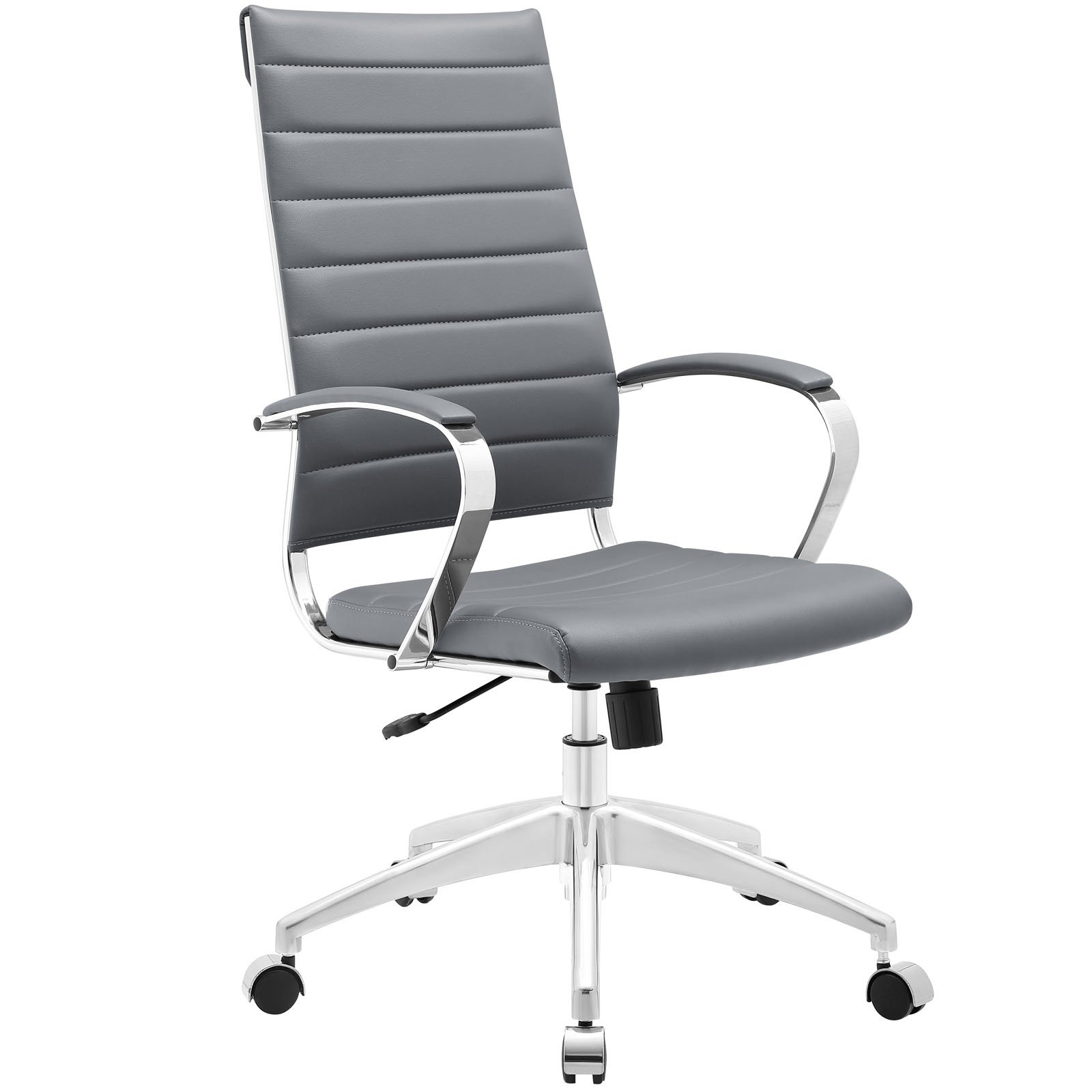 Modway Jive Ribbed High Back Executive Office Chair - Ergonomic Swivel Desk Chair with Adjustable Arms & Lumbar Support, Gray - Perfect for Home Office & Corporate Workspaces
