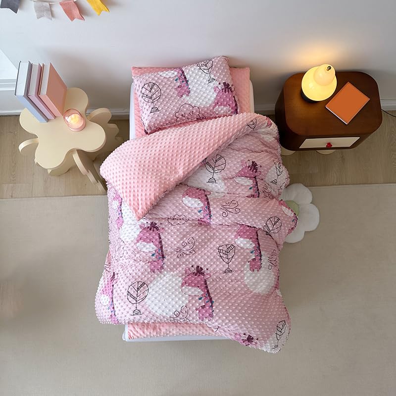 Sleepwish Giraffe Print 6-Piece Fleece Toddler Bedding Set - Soft Pink Crib Bedding for Boys & Girls (47