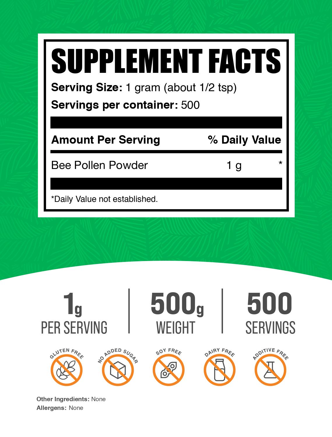 Organic Bee Pollen Powder - 100% Pure & Natural Superfood for Energy & Immunity Boost - Perfect for Smoothies, Yogurt & Baking - Gluten-Free & Non-GMO