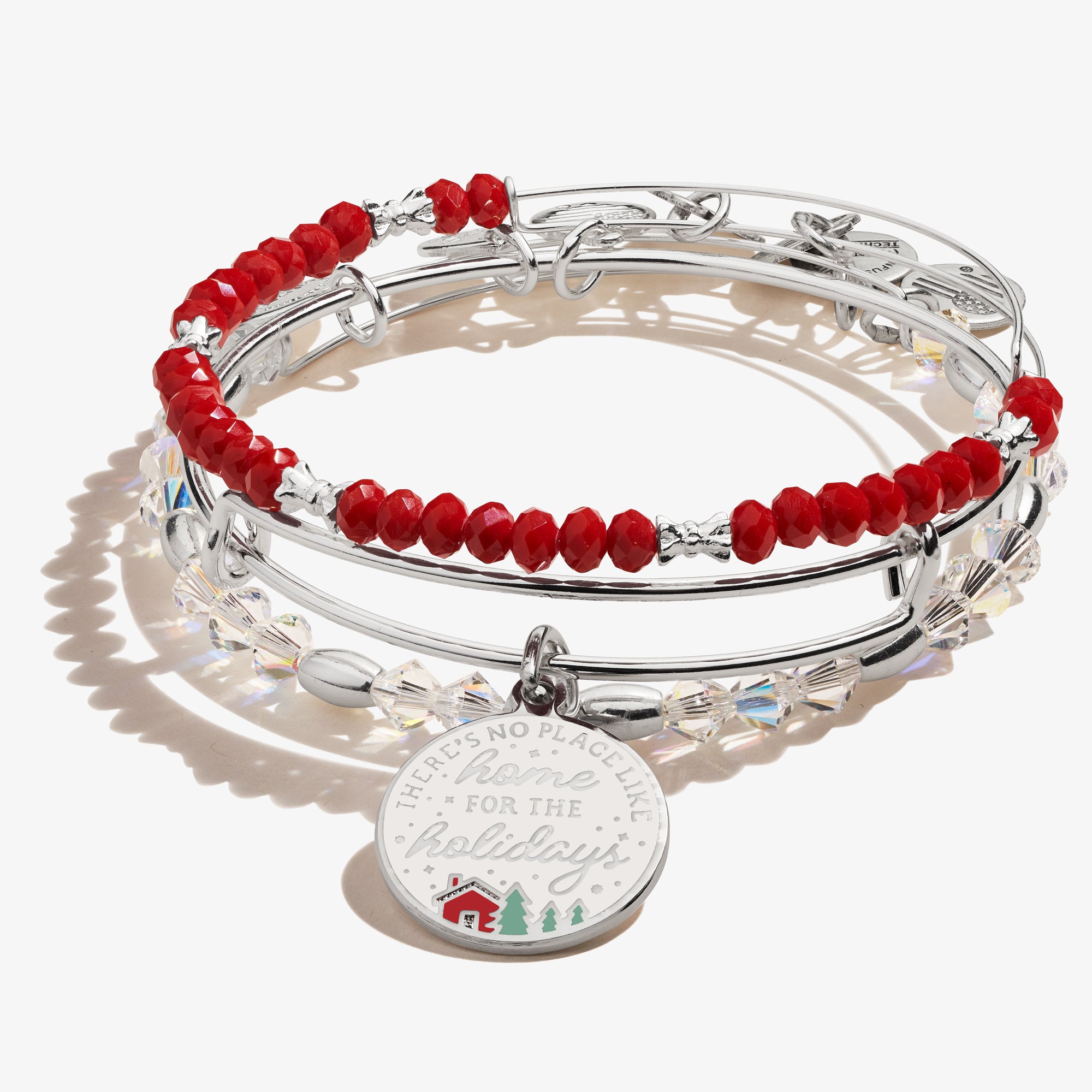 Christmas Holiday Charm Bangles Set of 3 - Festive Home Decor & Gift for Women - Perfect for Christmas Parties, Family Gatherings & Holiday Celebrations