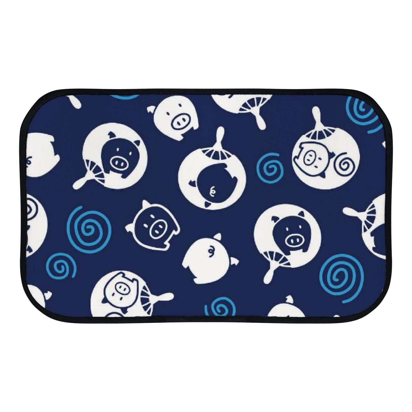 Japanese Style Fan Pig Non-Slip Washable Soft Foam Area Rugs - 31x20 Inch Kitchen & Bathroom Rug for Home Decor, Indoor/Outdoor Use - Perfect for Entryway, Nursery, and Pet-Friendly Spaces